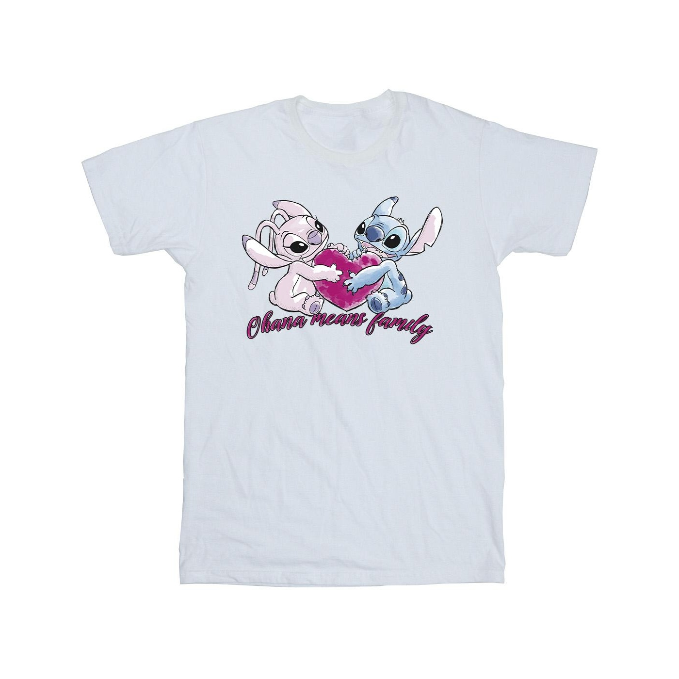 Thumbnail - Disney Mädchen Lilo und Stitch Ohana Herz mit Engel Baumwolle T-Shirt (weiß)