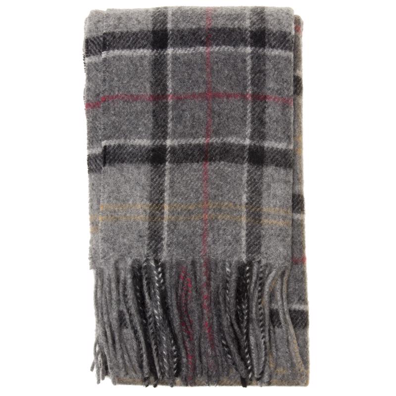 Barbour Mens Tartan Lambswool Scarf - Grey - One Size