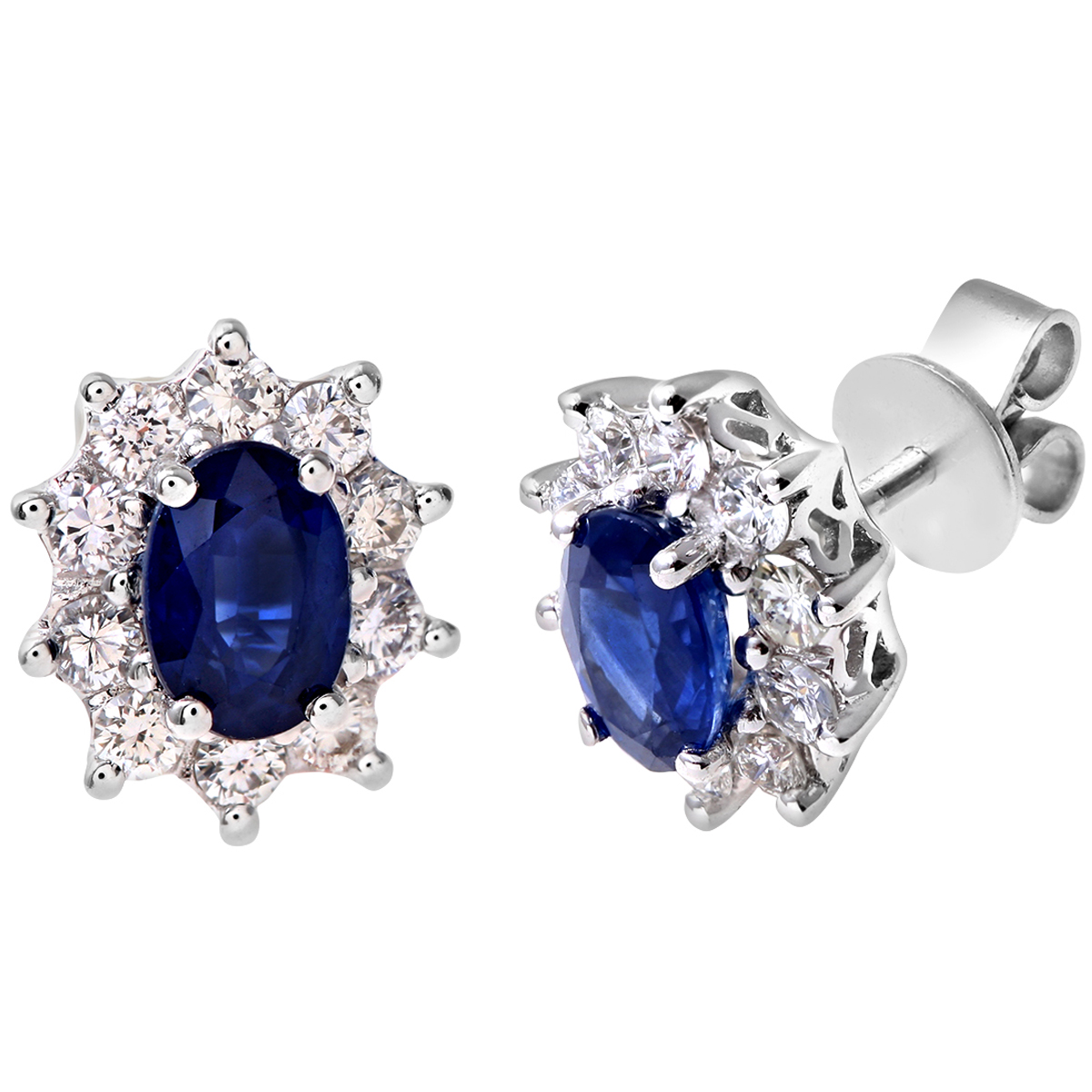 Diamant L’Eternel Womens 18ct White Gold Diamond and Sapphire Earrings, 0.50ct Weight – One Size