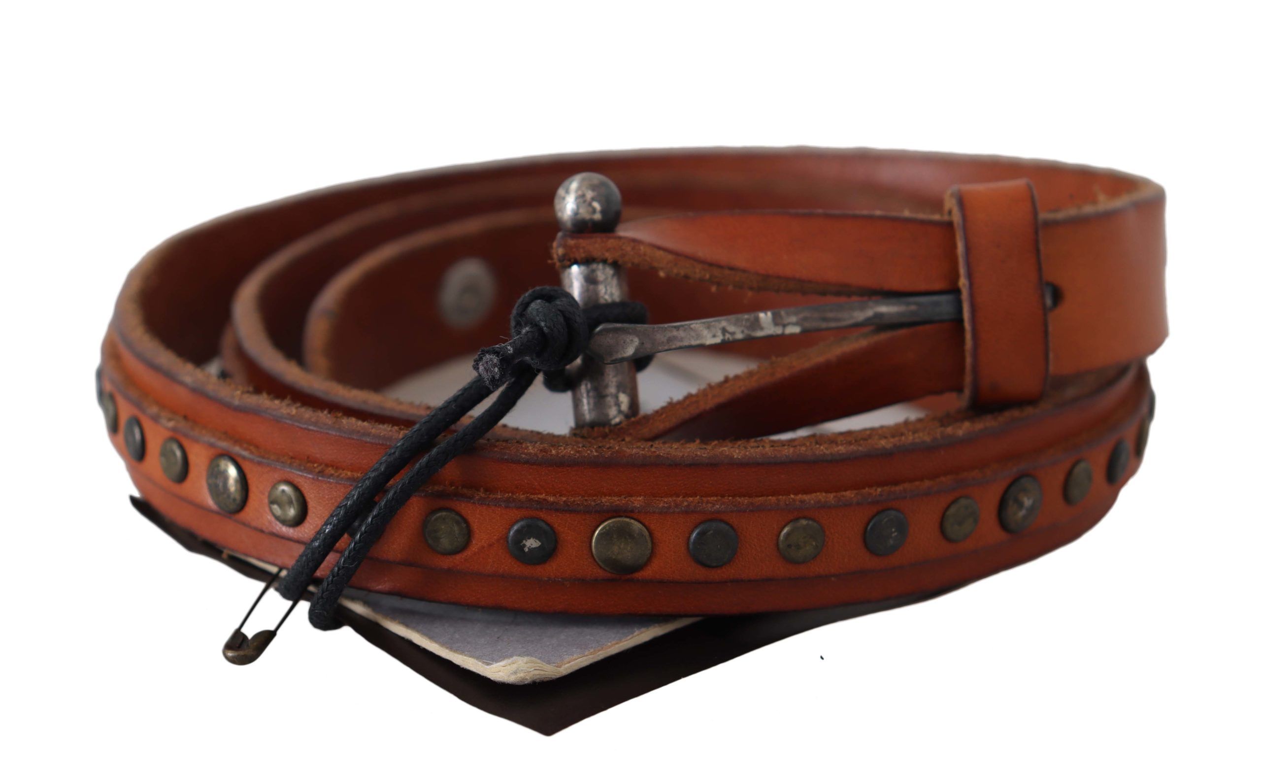 Scervino Street WoMens Brown Genuine Leather Rustic Silver Buckle Belt - Size 85 cm
