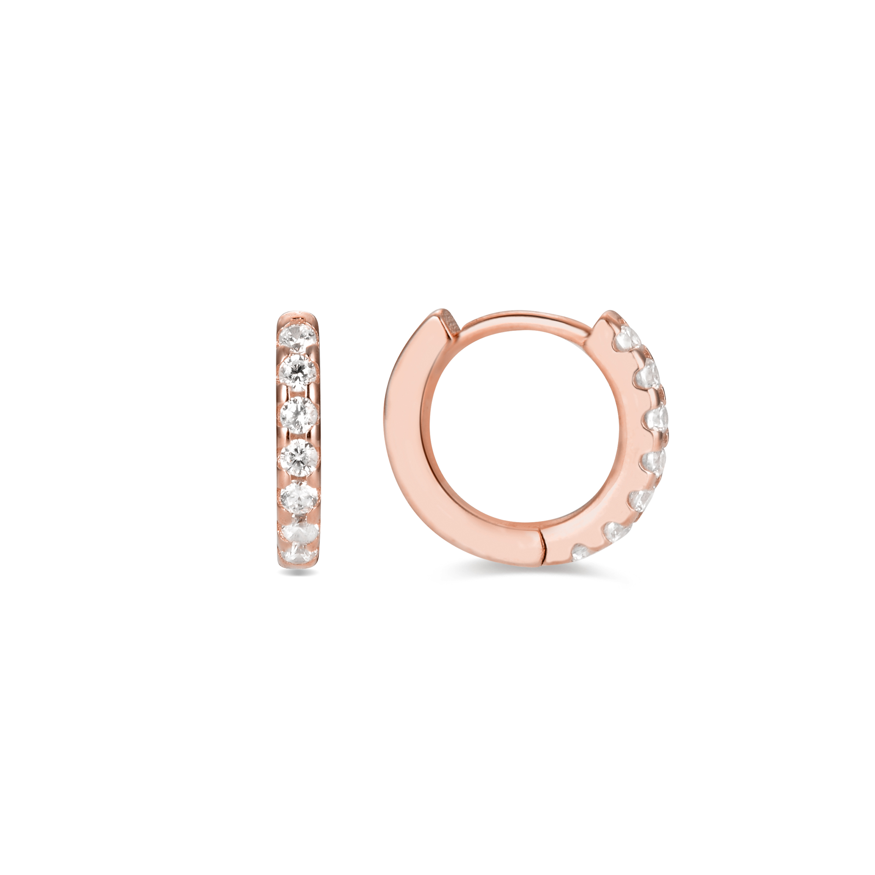Thumbnail - Luxenter Ohrringe aus 925er Sterlingsilber mit glänzenden Zirkonen in 18K Roségold - Meri