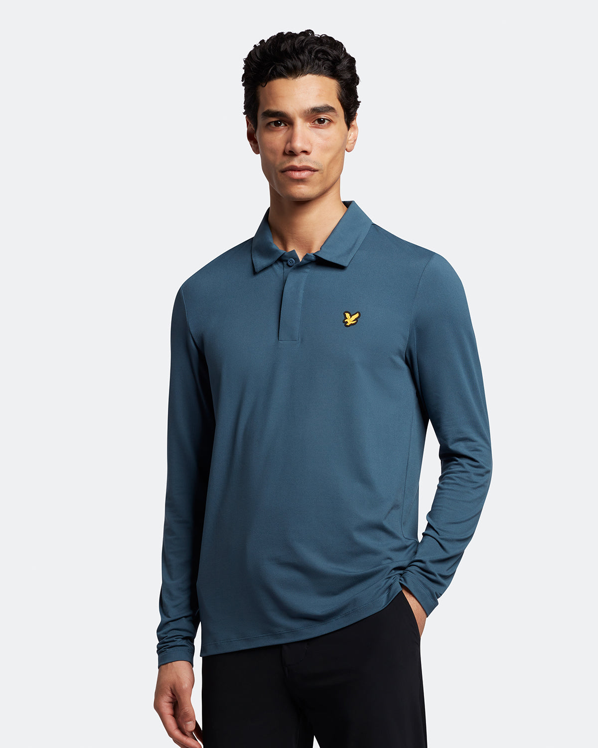 Thumbnail - Lyle & Scott Langärmeliges Poloshirt mit verdecktem Knopf in Navy
