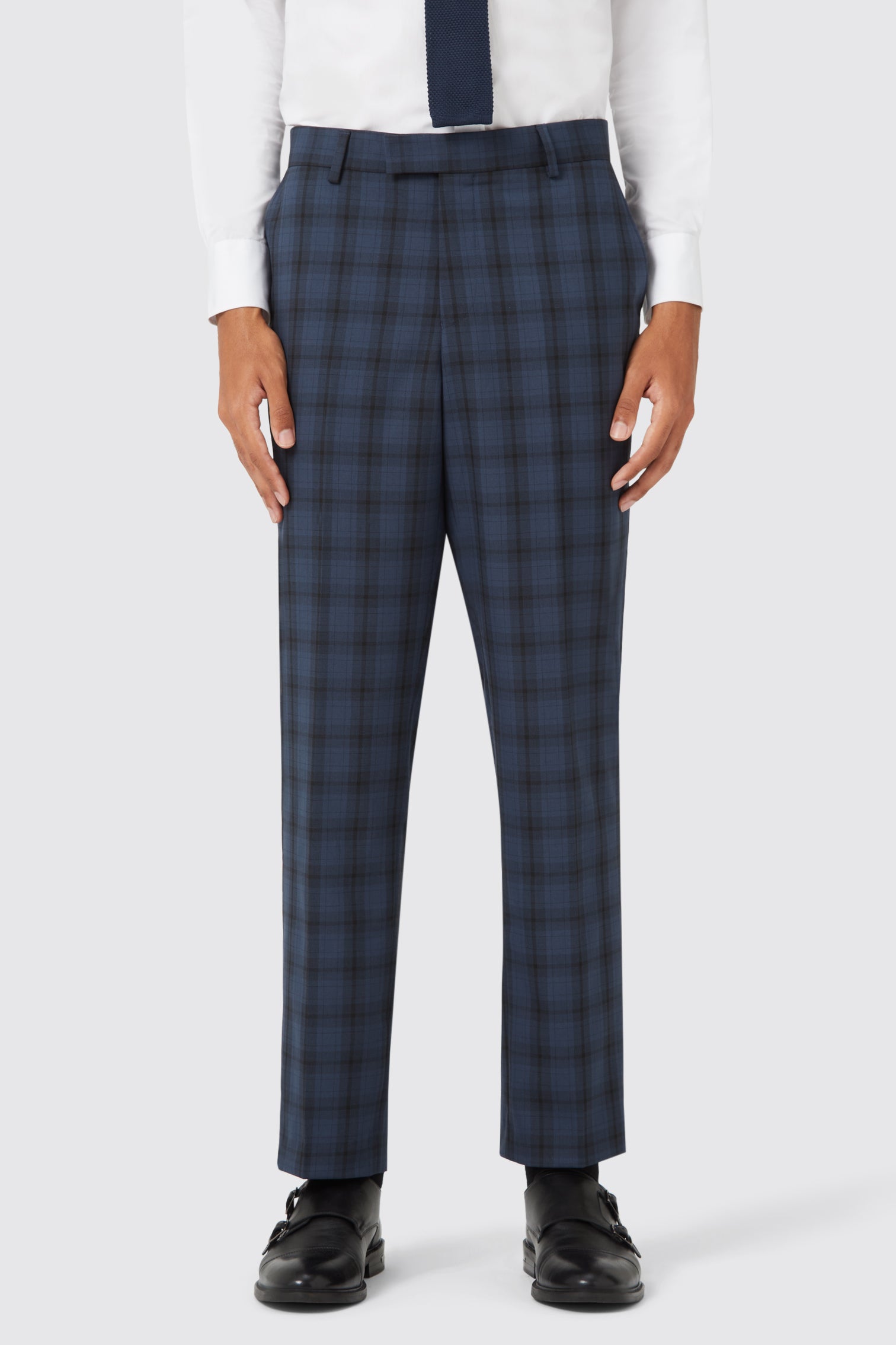 Twisted Tailor Mens Thurles Navy Check Trouser TT x AM - Size 38 Regular