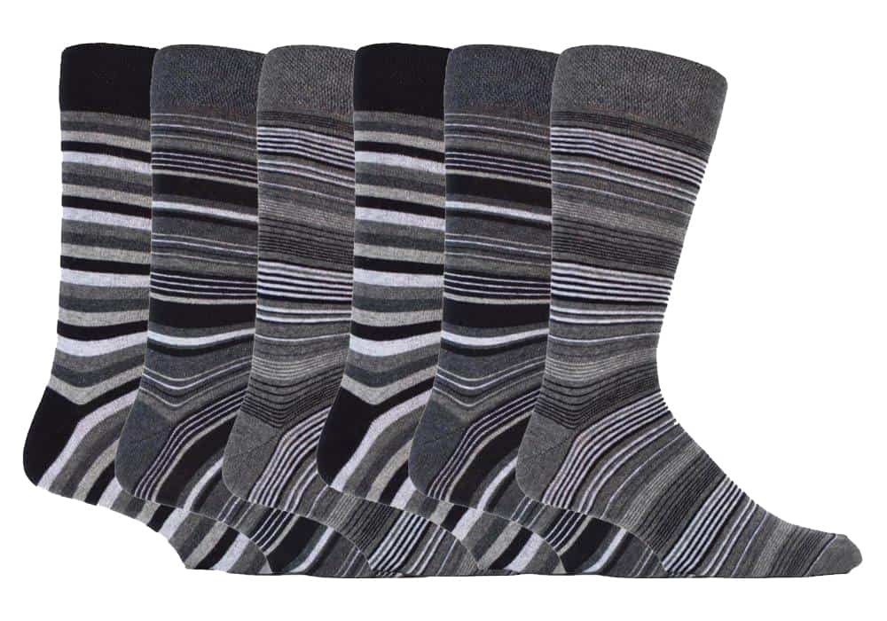 Thumbnail - 6er-Pack farbenfrohe gestreifte Baumwollsocken für Herren in 7 verschiedenen Ausführungen