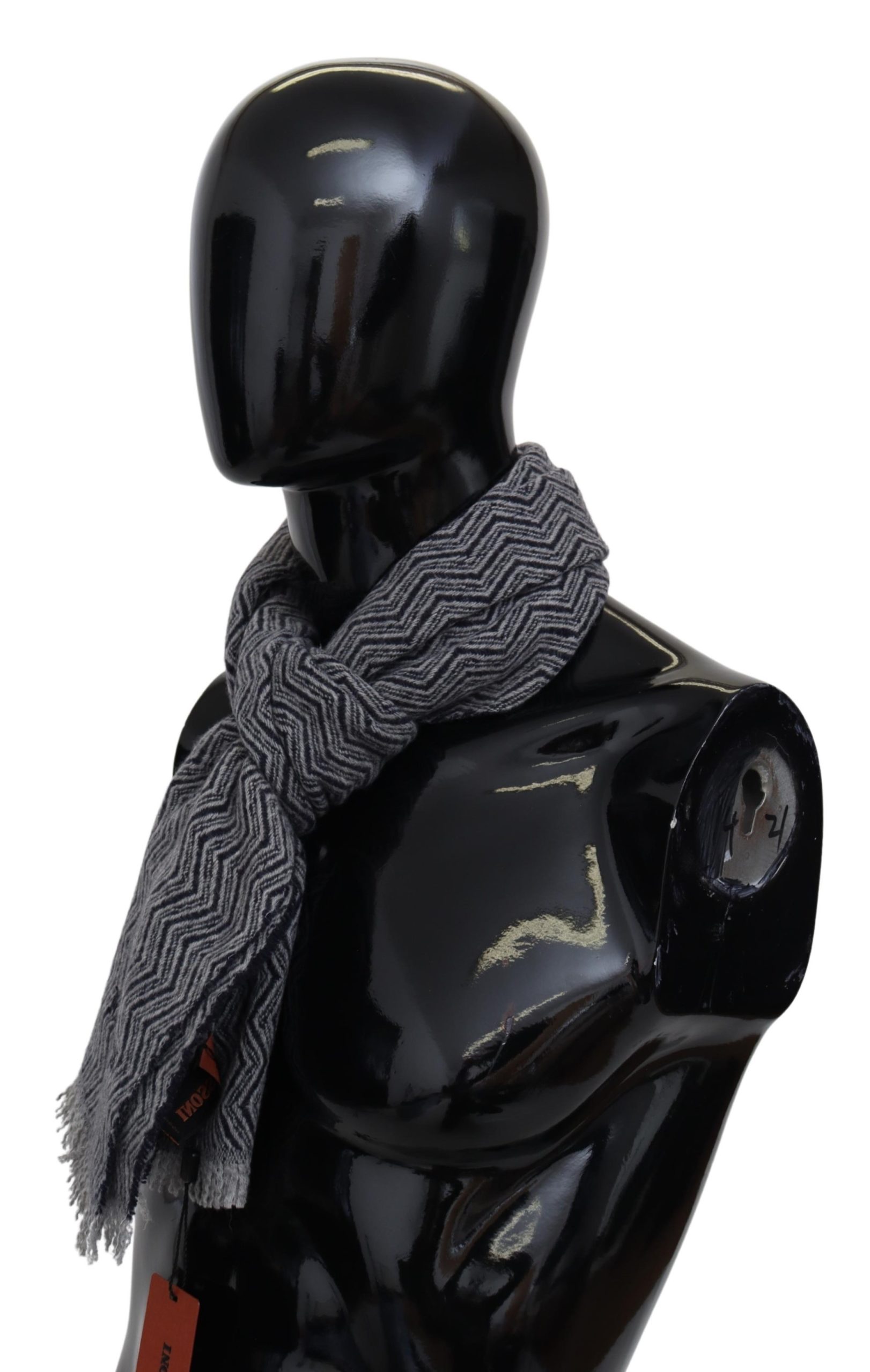 Missoni Herr Grå Zigzag-mönster Cashmere Unisex Halsduk – bild 2