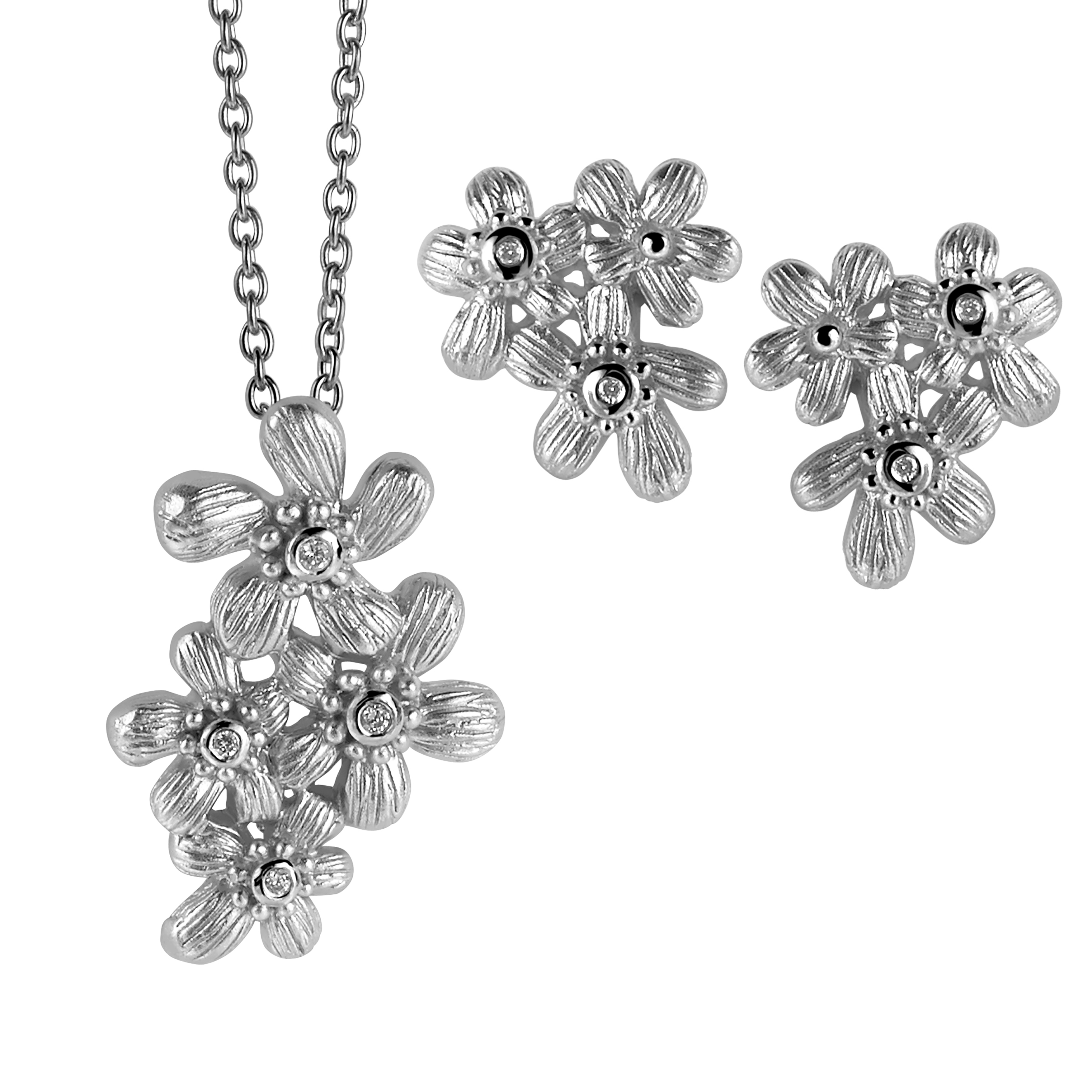 Orphelia Womens 925 Sterling Silver Set, Chain-Pendant + Earrings - Set-6026 - One Size