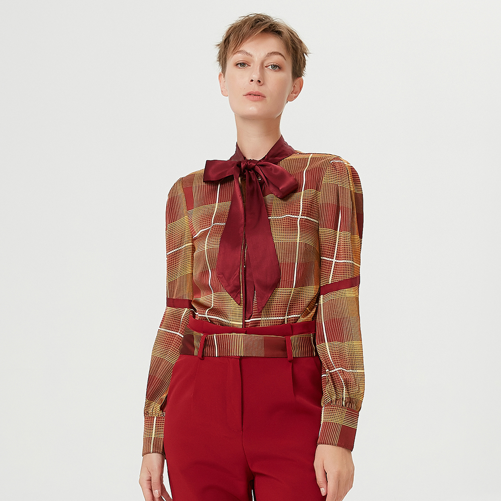 Ascot Krawatte Schottenkarohemd XS