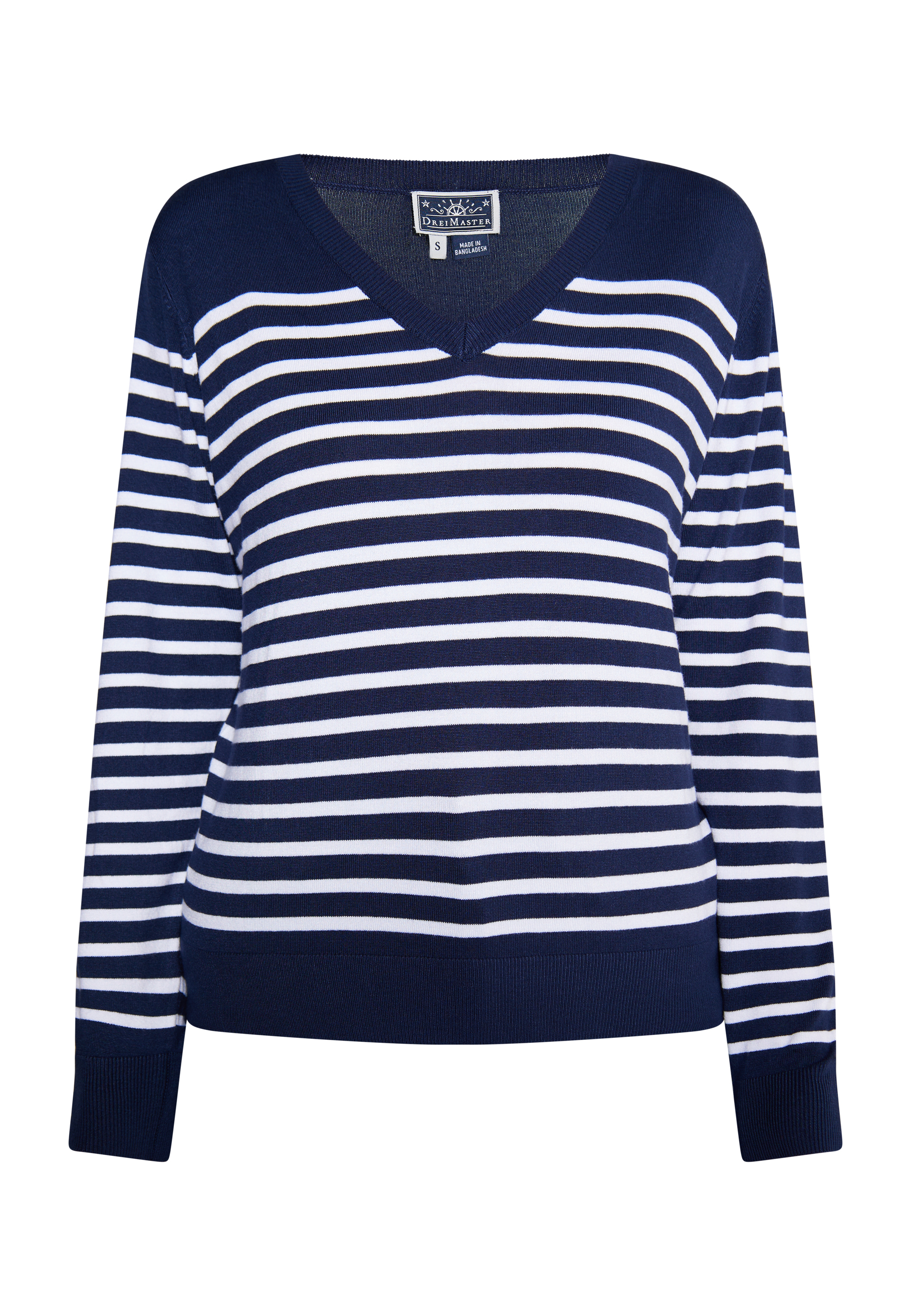 Thumbnail - Dreimaster Strickpullover Damen Marine Weiss