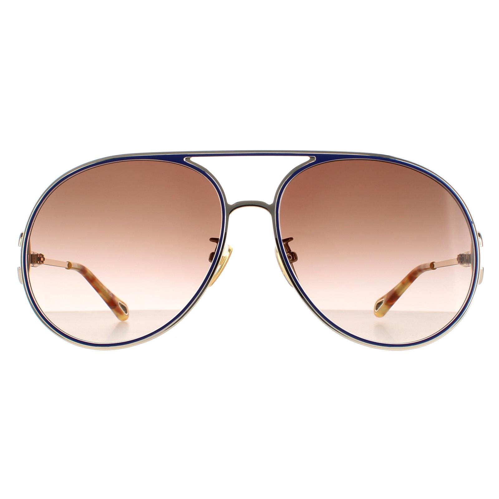 Chloé Chloe Aviator Womens Gold Havana Green Gradient Sunglasses Metal (archived) – One Size