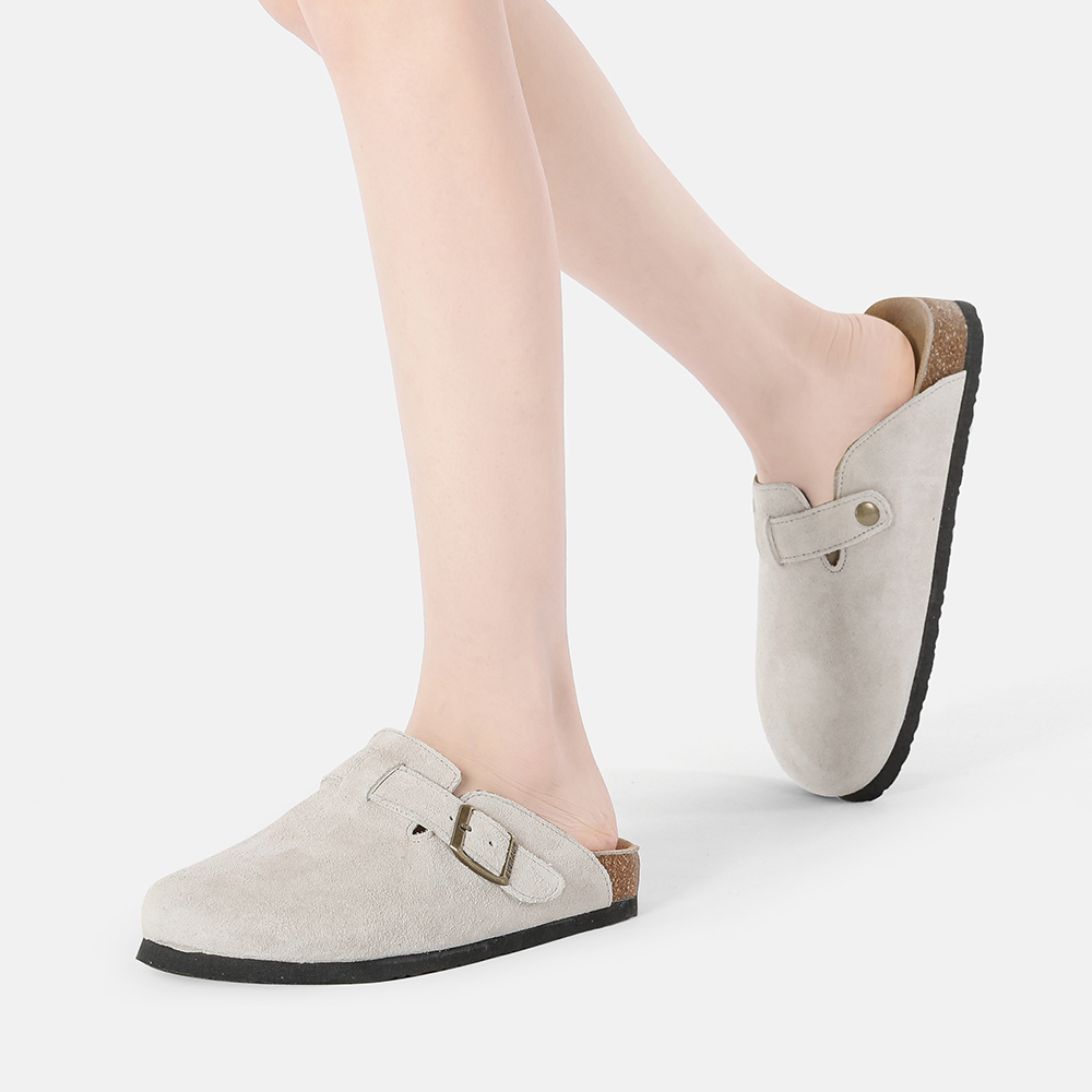 EverAU Australia EVER AU Dam Pintail Läder Comfort Clog Sandaler Taupe Mocka – bild 2