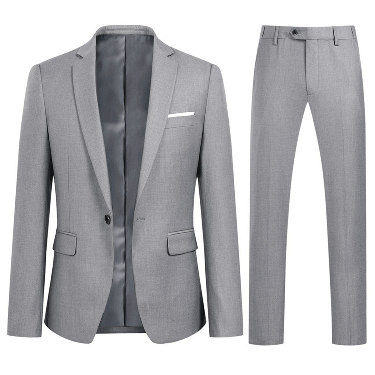 Thumbnail - 2-teiliger Slim Fit Anzug in schlichtem Design in Grau