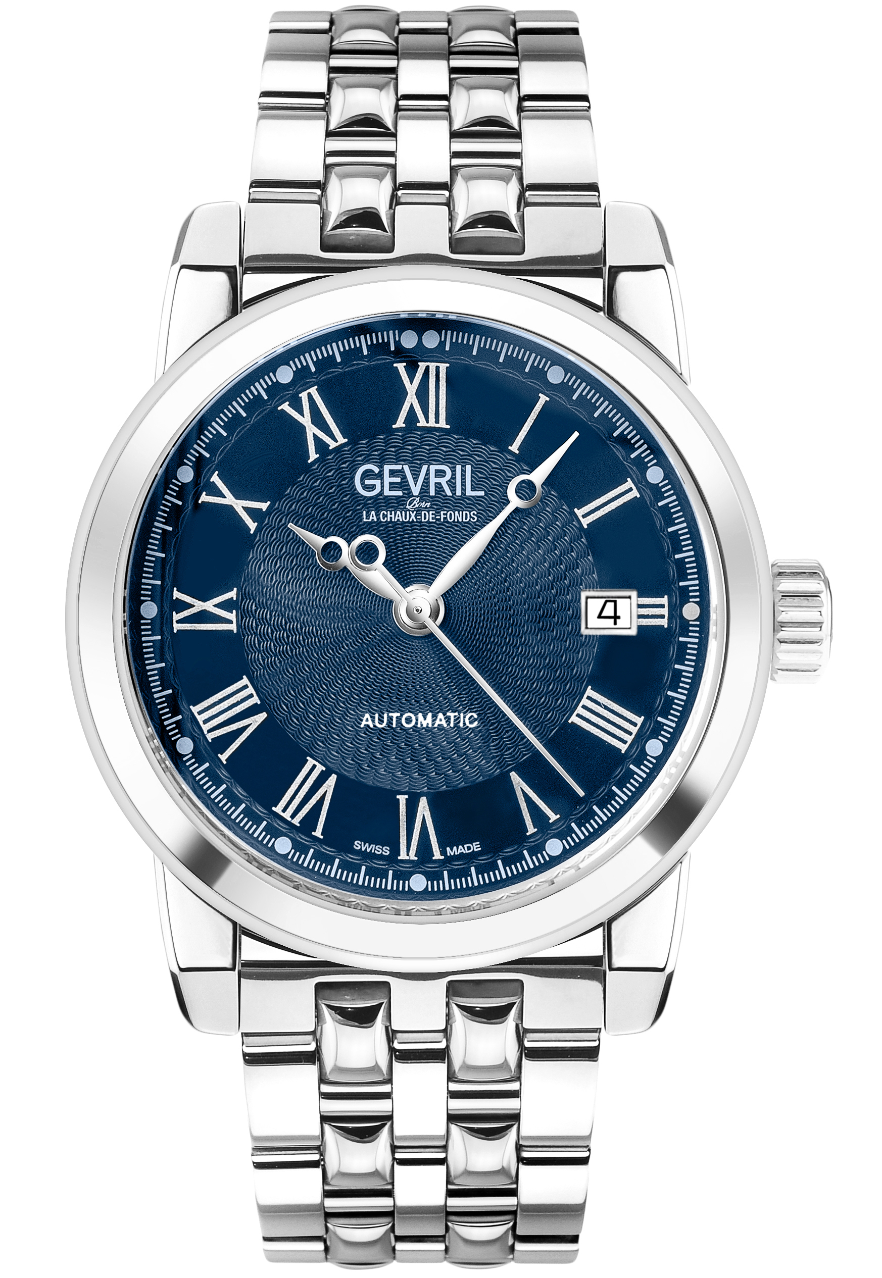 Gevril Mens Madison Swiss Automatic Watch – Silver Stainless Steel – One Size