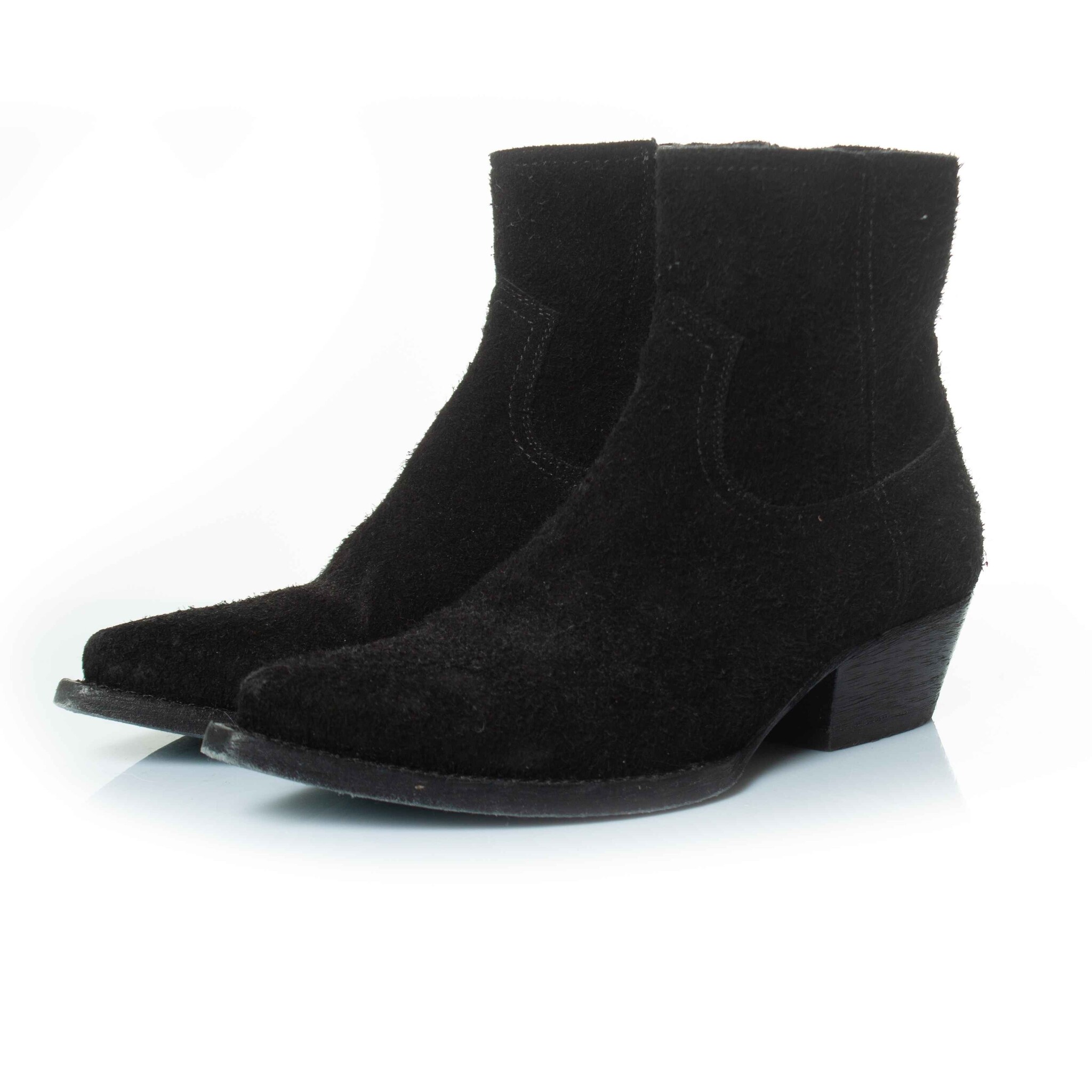 Saint Laurent Pre-owned Womens Lukas wool suede ankle boots – Black – Size EU 36