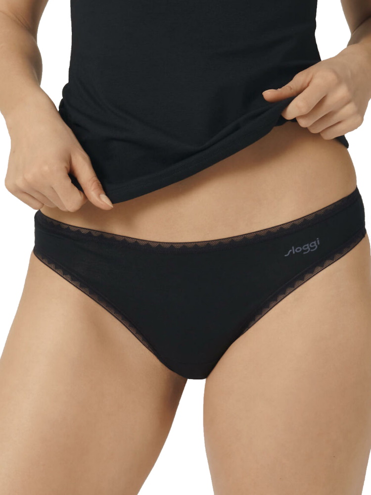Sloggi Womens GO Brazil 2 Pack Briefs - Black Cotton - Size X-Small