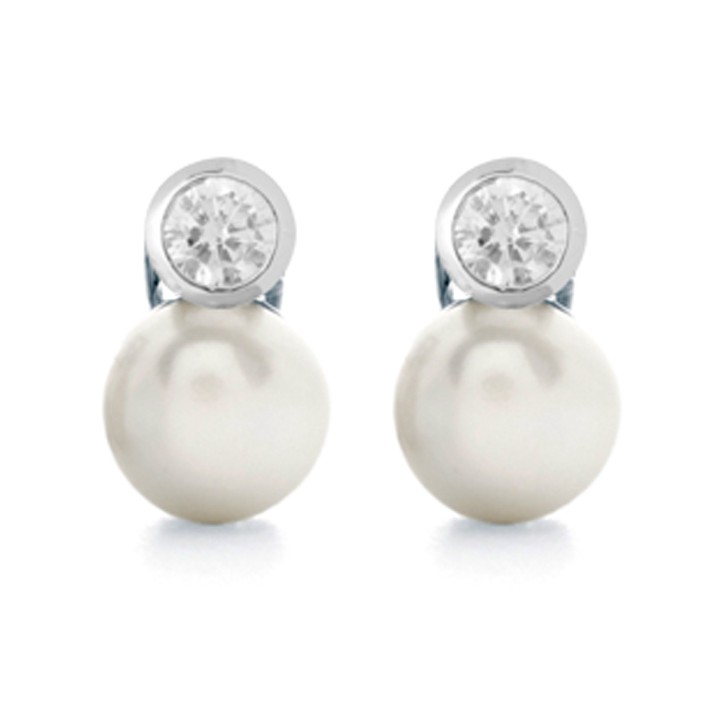 Luxenter 925 Sterling zilveren oorbellen met gerhodineerde witte parels