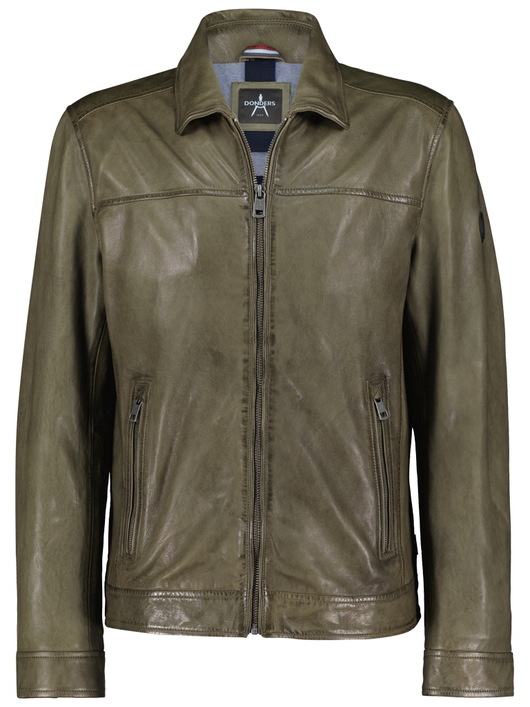 Thumbnail - Kleeblatt-Lederjacke - Helles Oliv