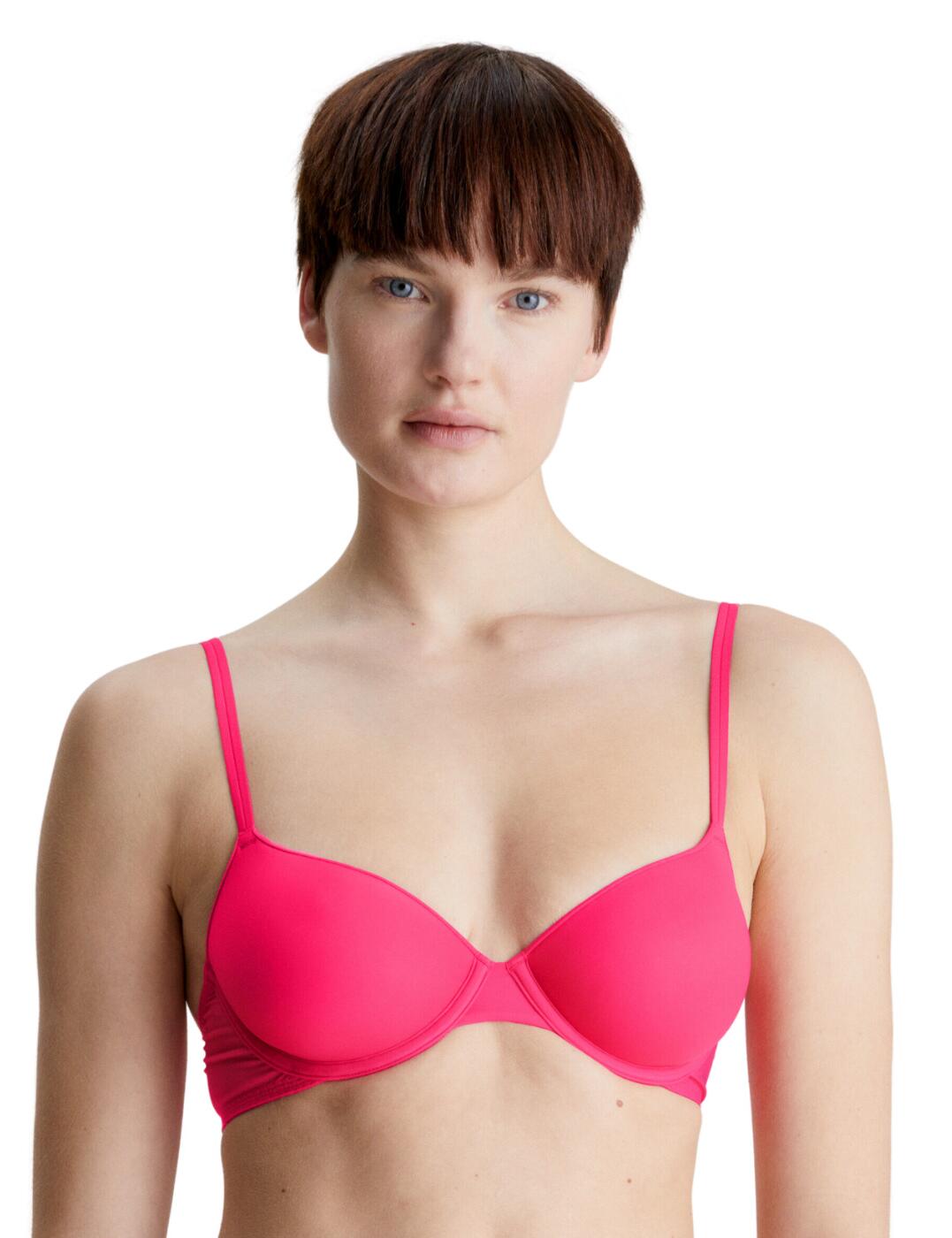 Calvin Klein Womens 000QF6068E Sheer Marquisette Lightly Lined Demi Bra - Pink Nylon - Size 32D