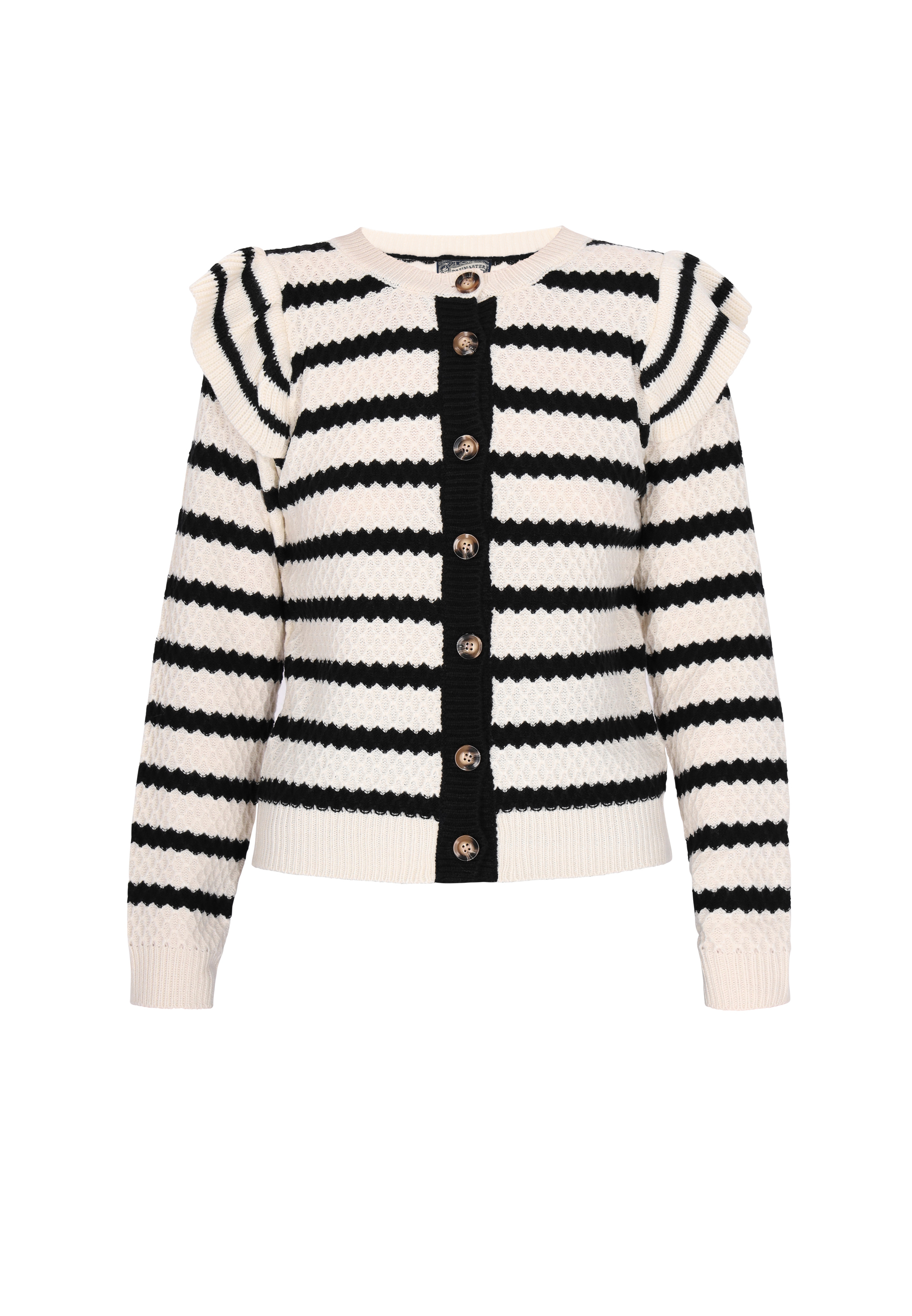 Thumbnail - Dreimaster Cardigan Damen Schwarz Weiss Streifen