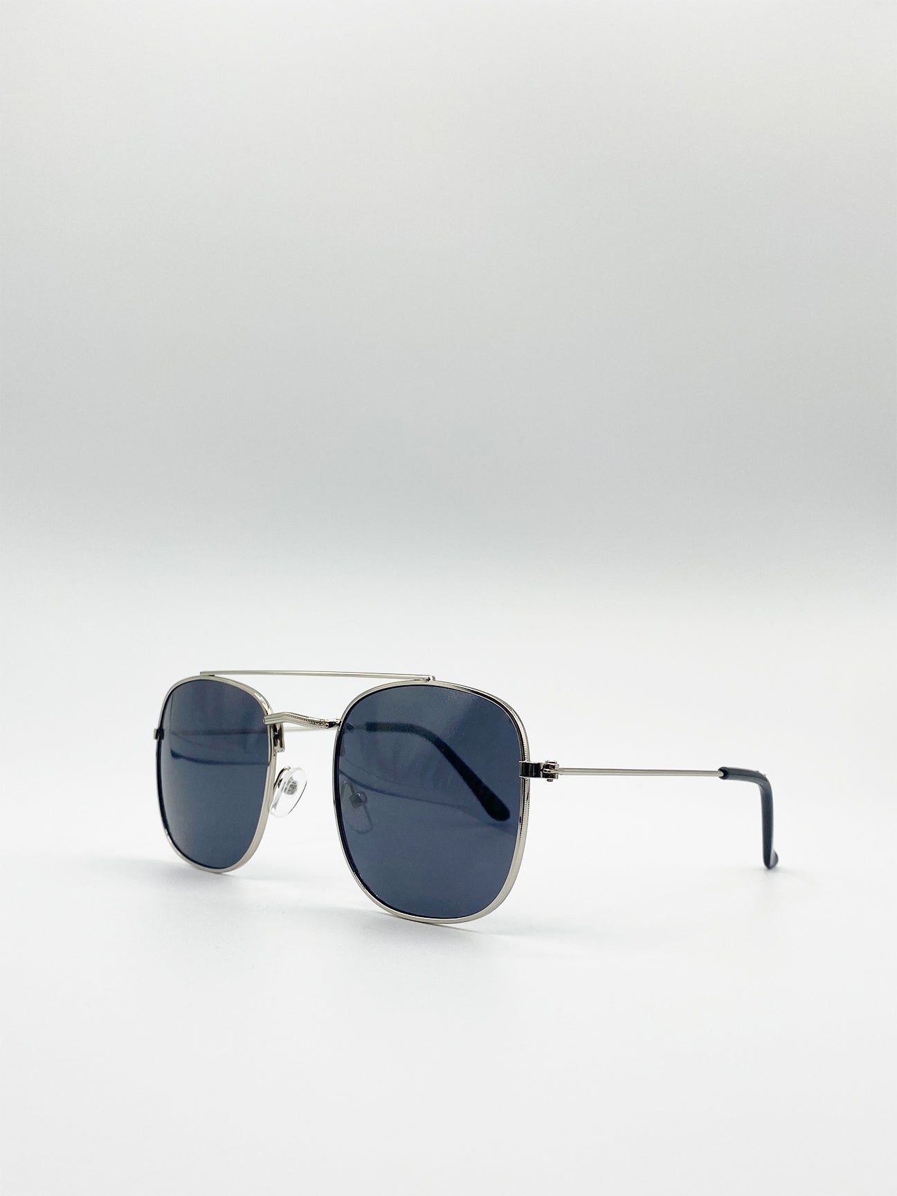 SVNX Mens Aviator Style Double Bridge Sunglasses - Silver Metal (archived) - One Size