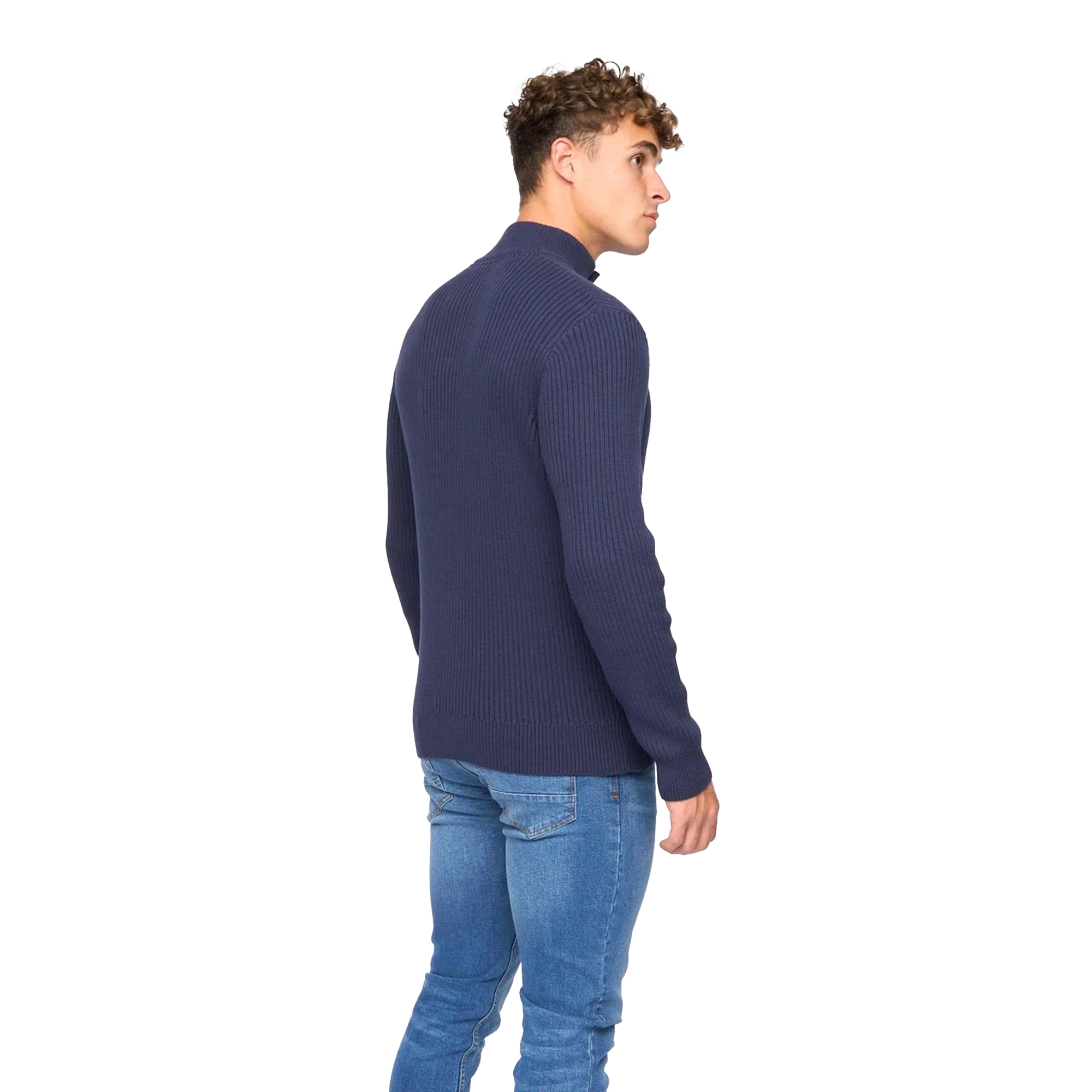 Crosshatch Mens Wellburys Chunky Stickad Jumper (Marin) stickade tröjor herr – bild 2