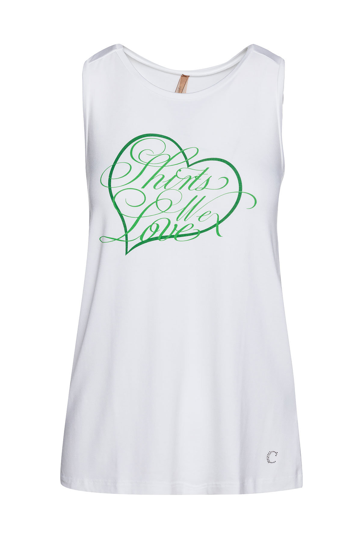 Thumbnail - Racer Back Print Top in Weiß Viskose Elastan