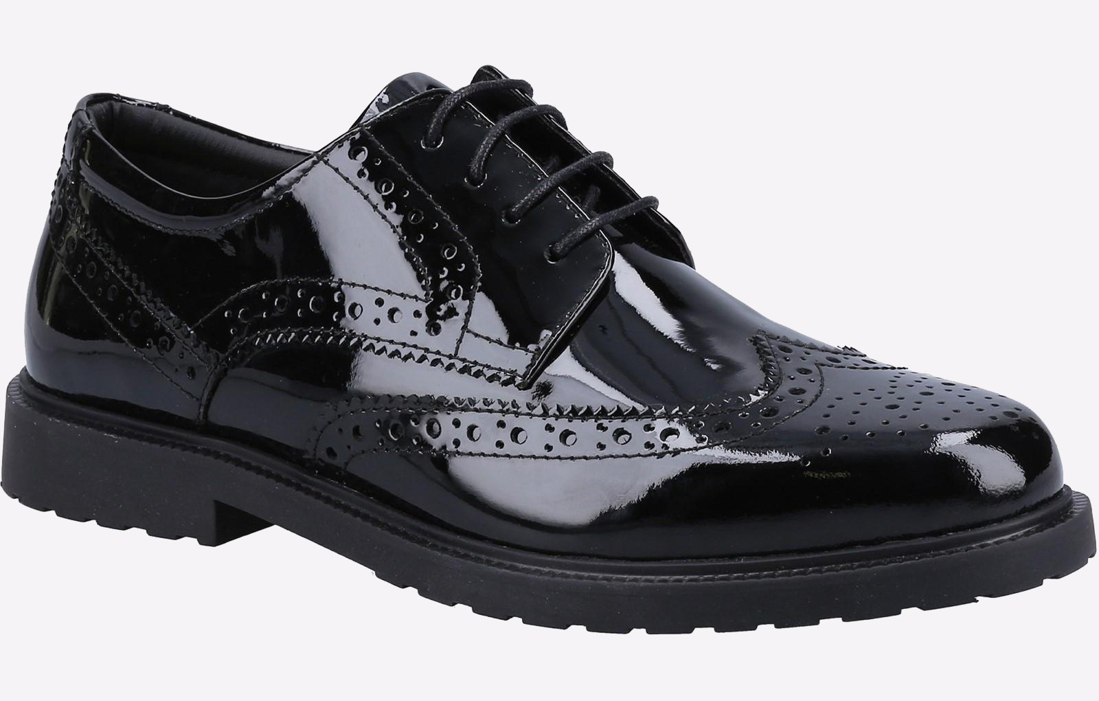 Hush Puppies Verity Läder Dams Patent Svarta Brogues Skor – bild 2