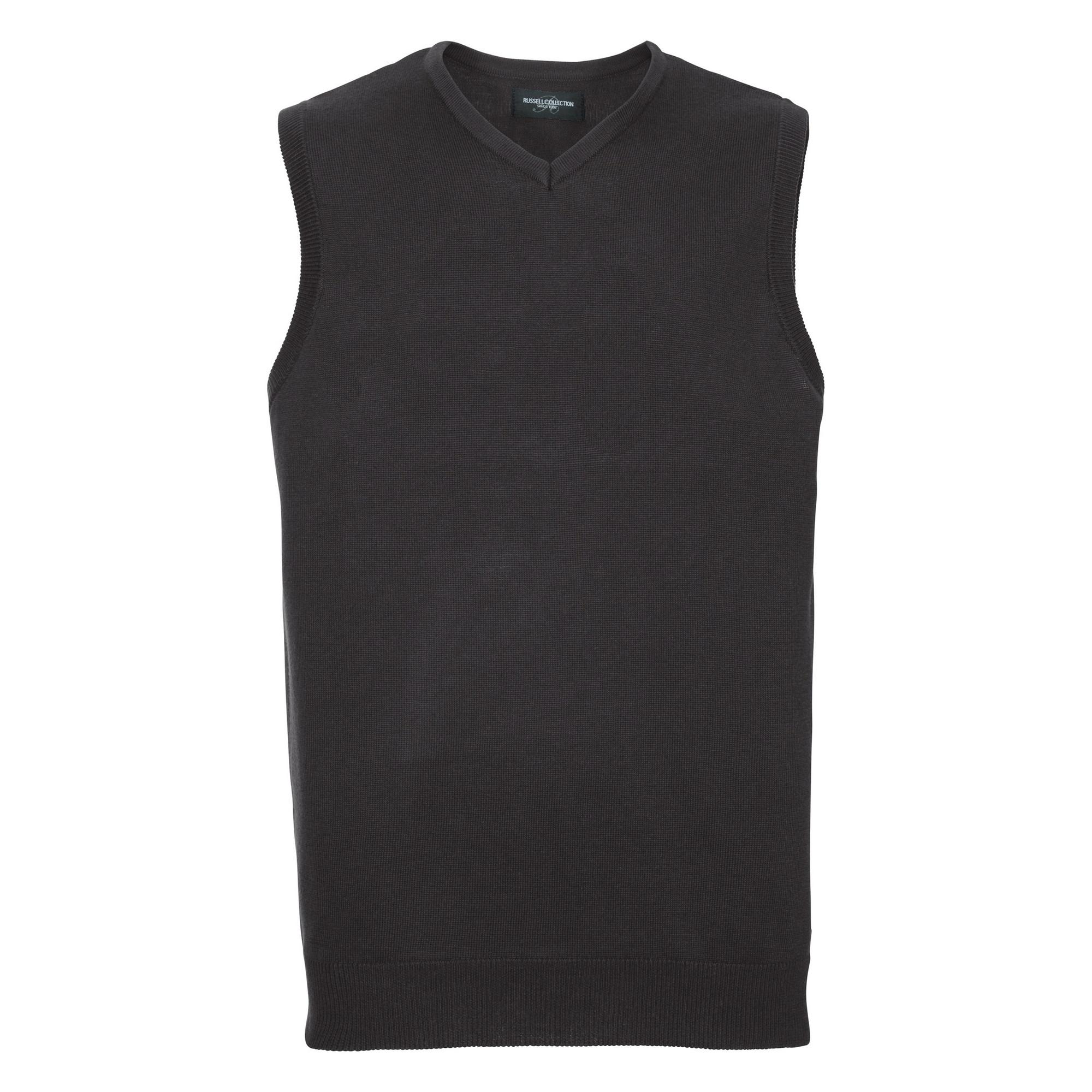 Russell Collection Mens V-Neck Sleevless Knitted Pullover Top / Jumper för män (Svart)