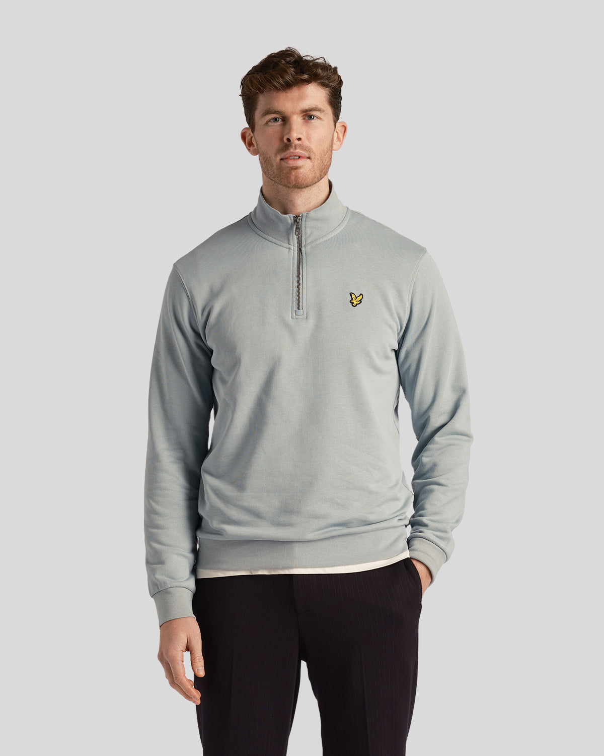 Thumbnail - Lyle & Scott Herren Loopback 1/4 Zip Sweatshirt in Slate Blue