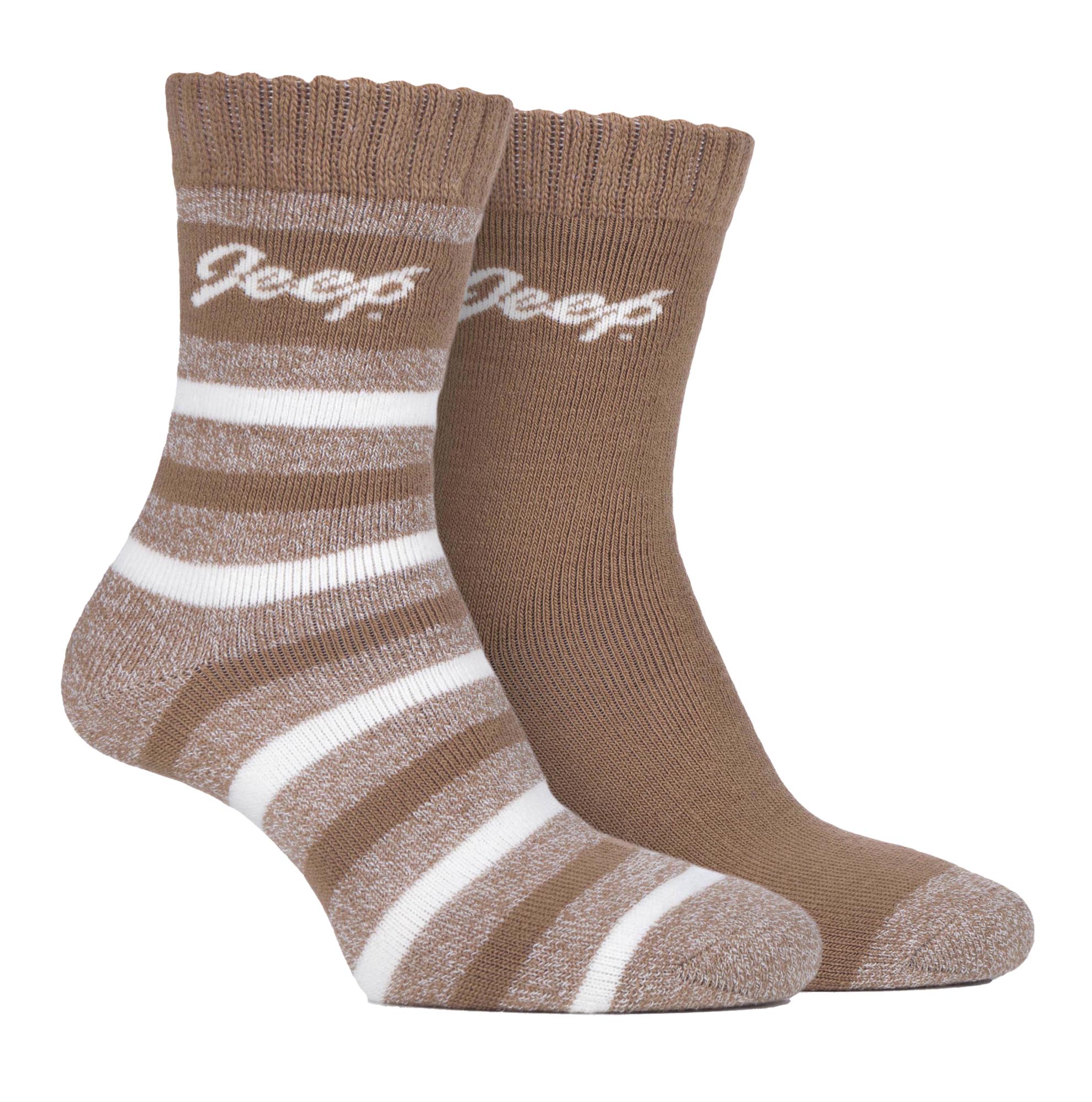 Ladies Thermal Boot Socks | Jeep | Atmungsaktive, gepolsterte Socken zum Laufen, Wandern und Spazierengehen | Gepolsterte Socken im Streifendesign -