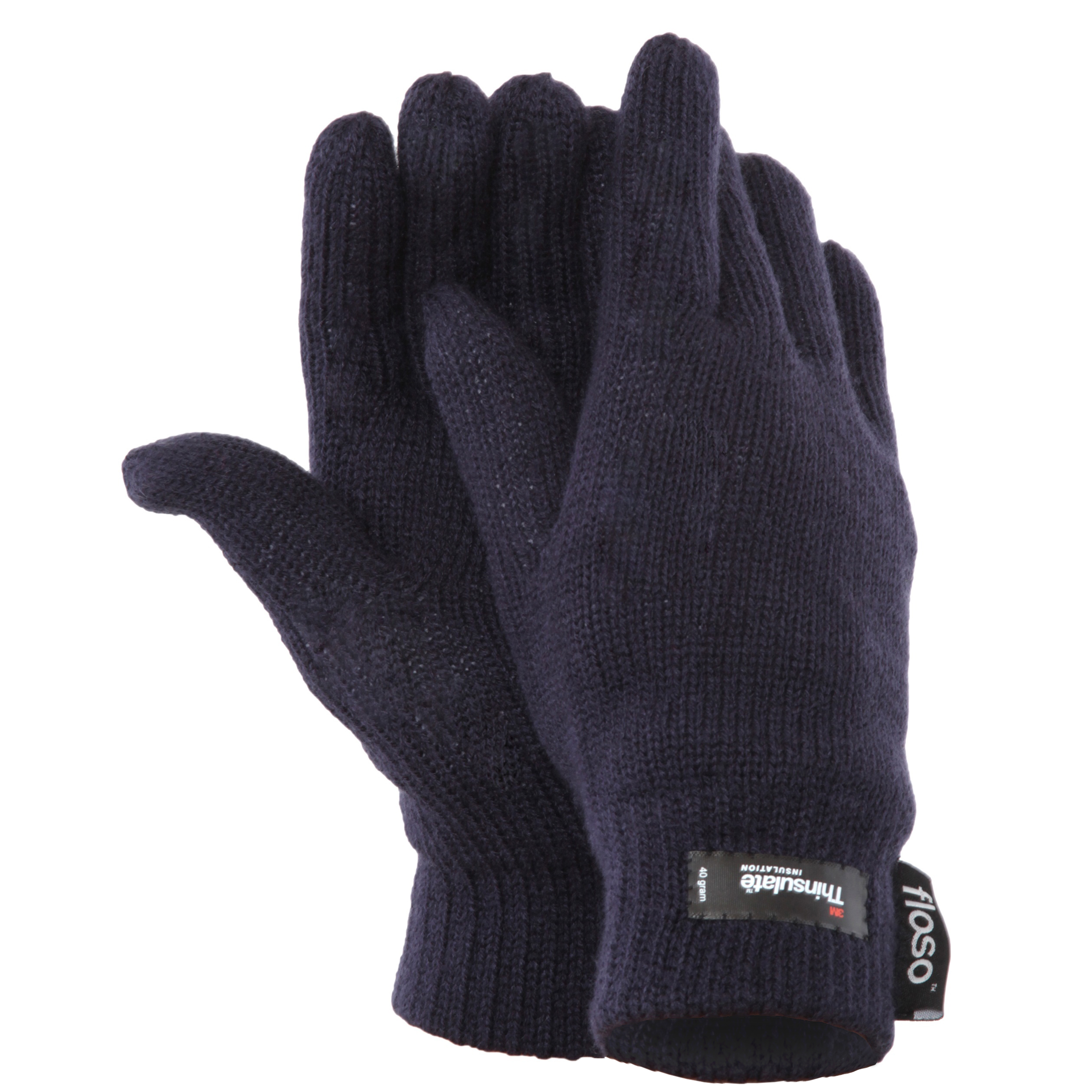 FLOSO Ladies/Womens Thinsulate Thermal Knitted Gloves (3M 40g) (Navy) - One Size