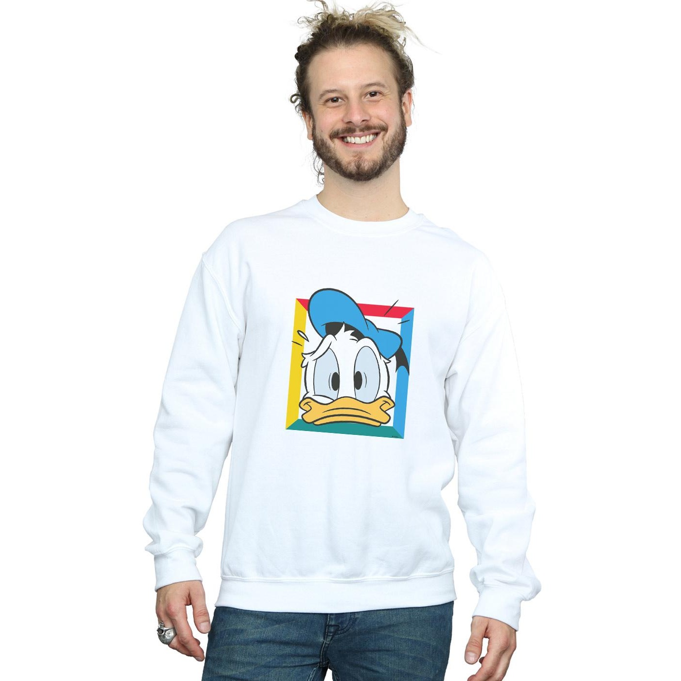 Disney Mens Donald Duck Panicked Sweatshirt (White) herr – bild 2