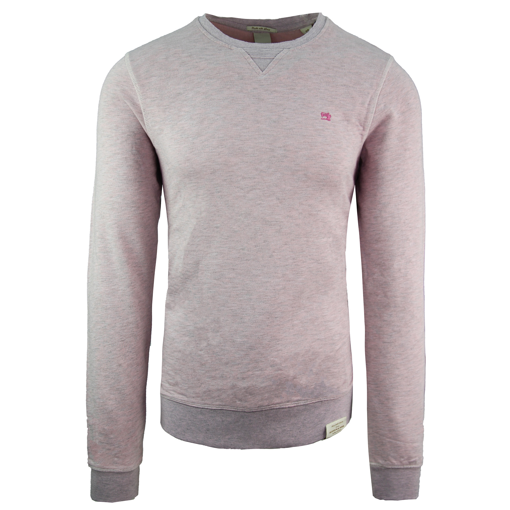 Scotch & Soda Garment-Dyed Logo Cotton Sweatshirt Pink Mens Pullover 142567 1282 - Size Small