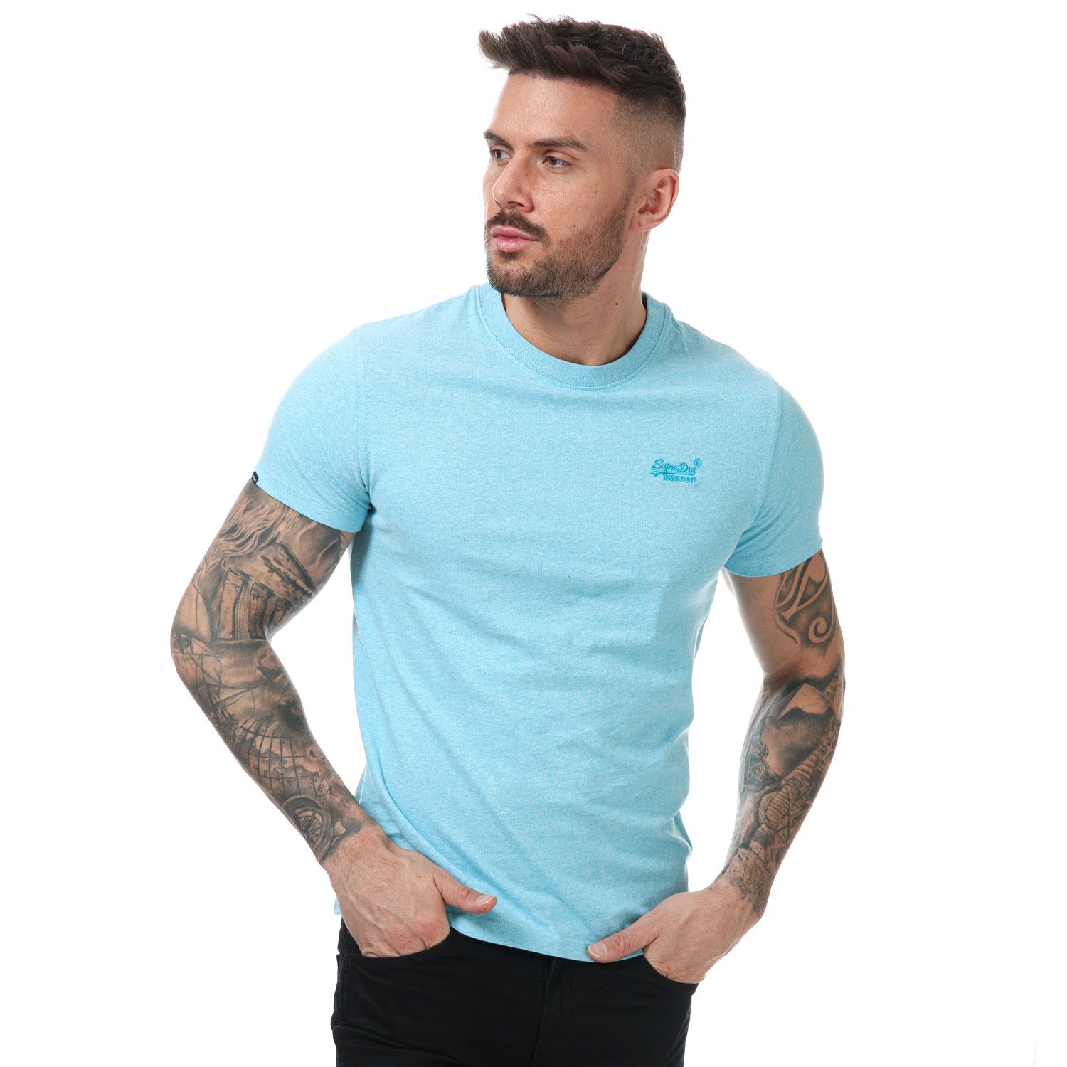 Men's Superdry Vintage Logo Embroidered T-Shirt in Blue