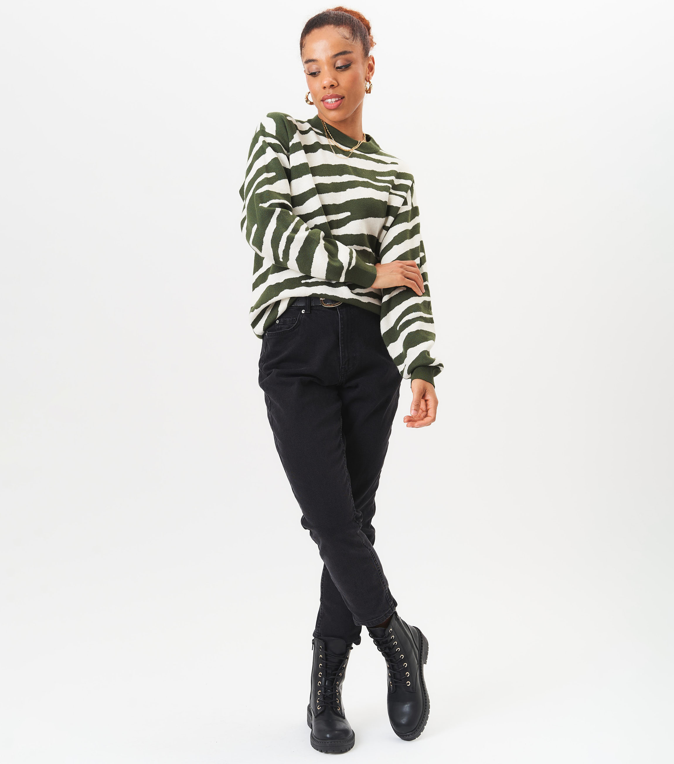 Thumbnail - Übergroßer Pullover mit Zebramuster