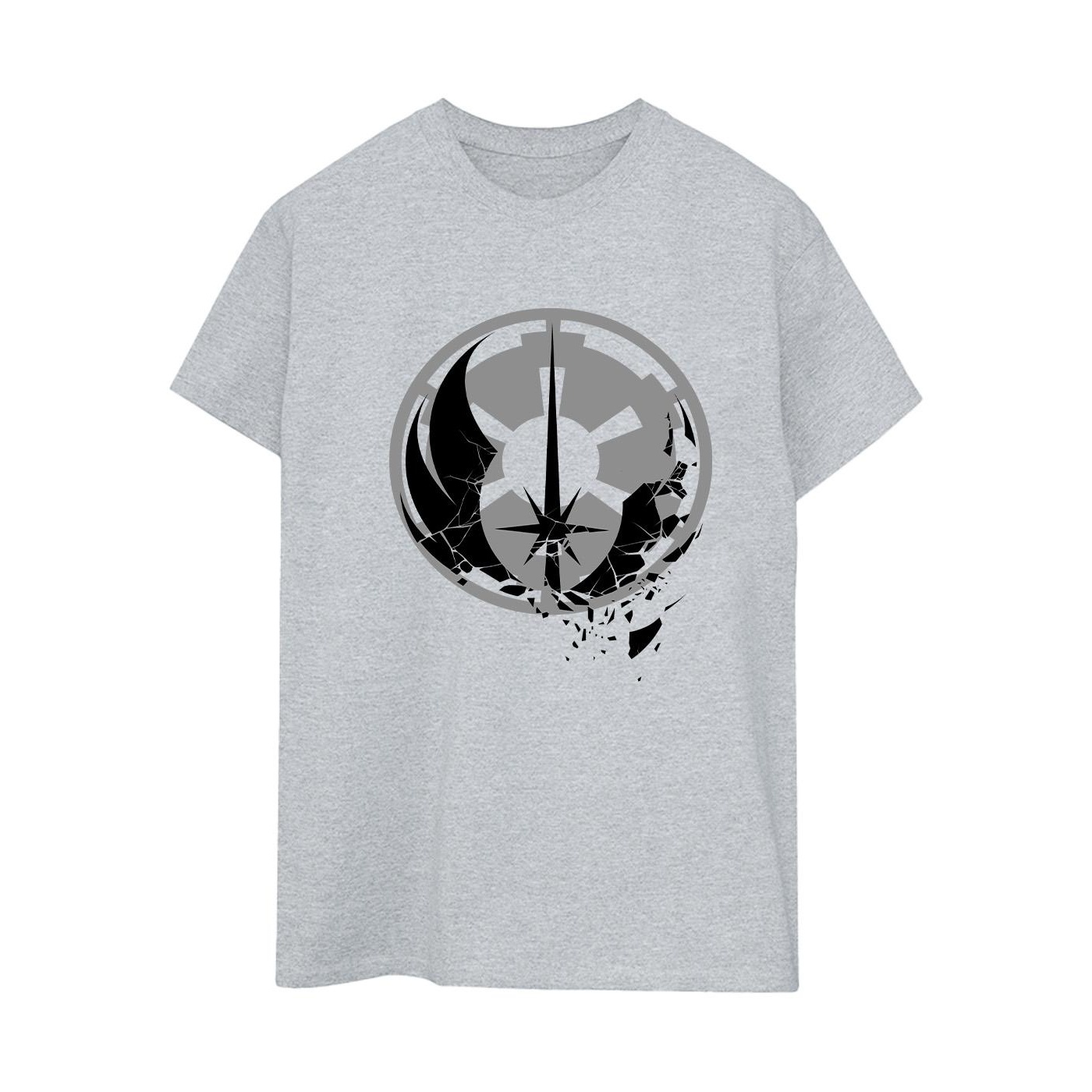 Womens/Ladies Obi-Wan Kenobi Fractured Logos Cotton Boyfriend T-Shirt (Sports Grey)
