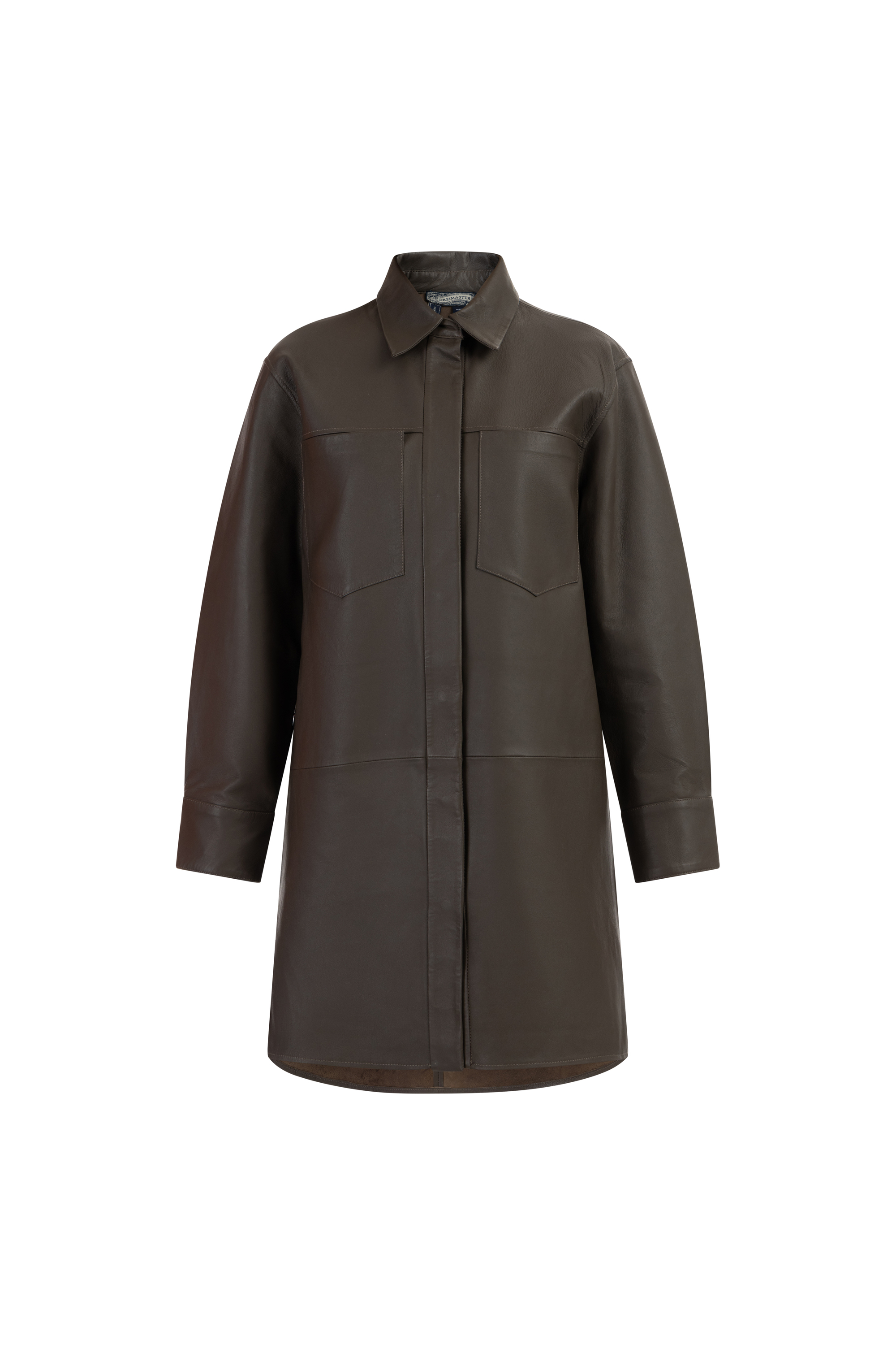 Dreimaster Leren overhemd Dames taupe