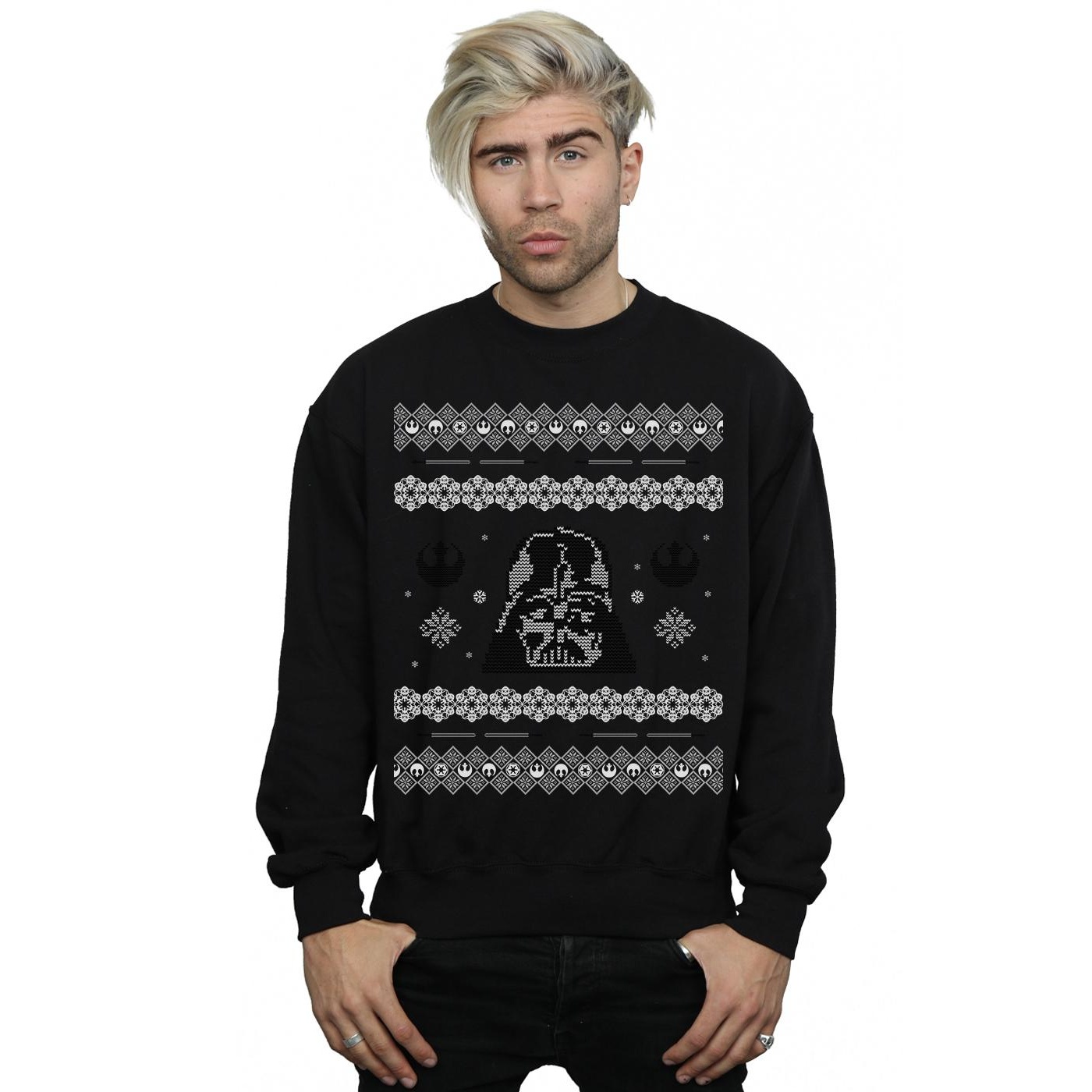 Star Wars Mens Christmas Darth Vader Fair Isle Sweatshirt (Black) herr – bild 2