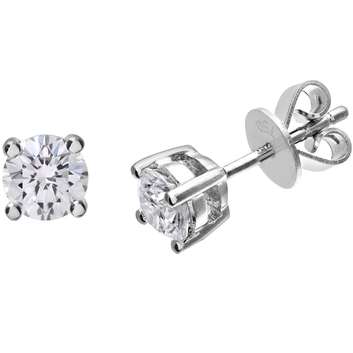 Diamant L’Eternel Womens Diamond Stud Earrings, 18ct White Gold IJ/I Round Brilliant Certified 0.75ct Weight – One Size