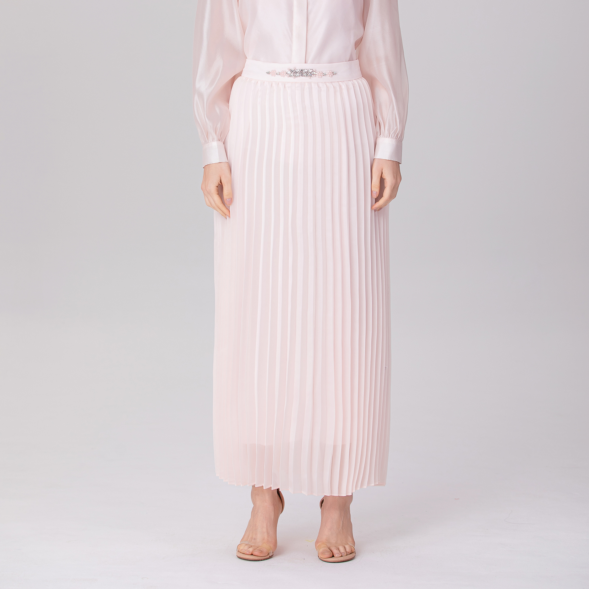 Midi-rok met organzaplooien