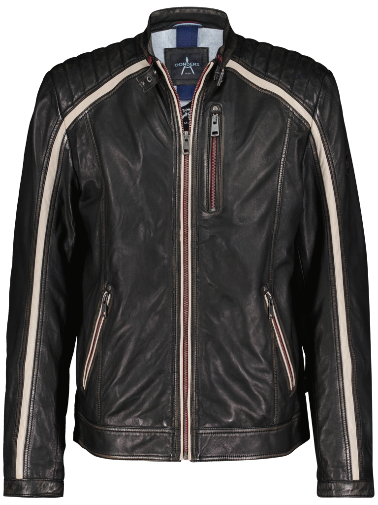 Thumbnail - Bikerjacke aus Grappa-Leder - Schwarz
