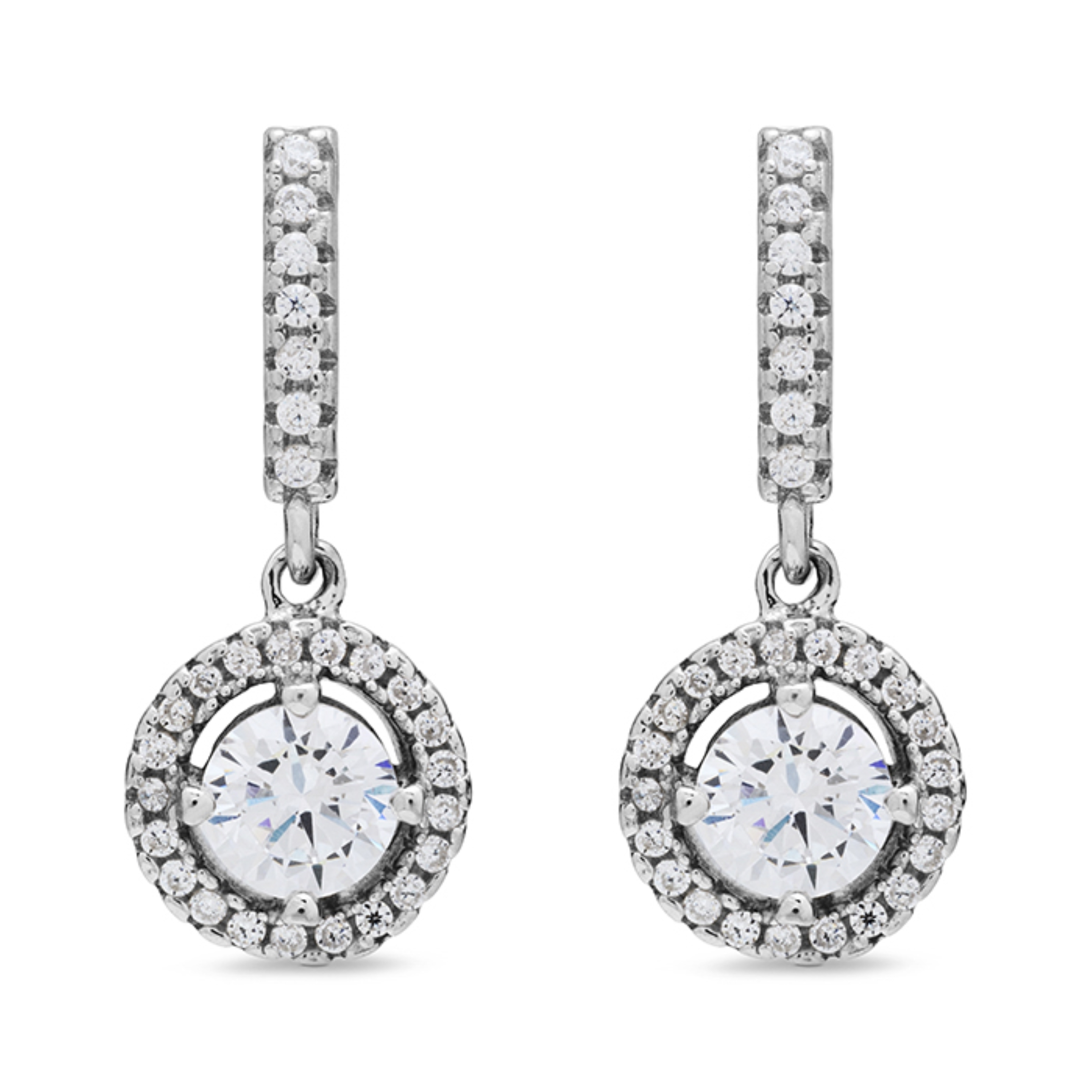 Luxenter gusu-örhängen i 925 sterlingsilver och blank rodiumpläterad zirkoniafinish