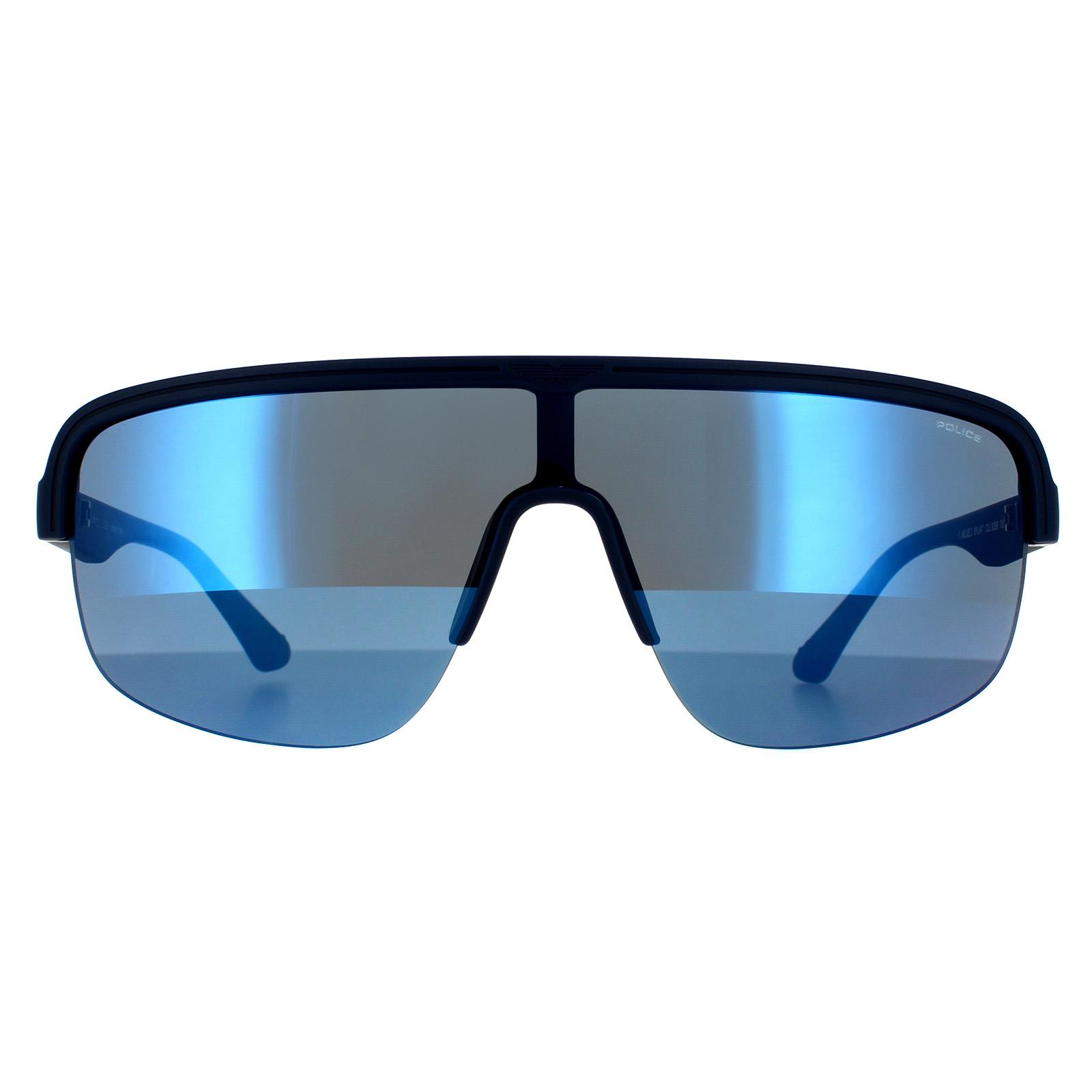 Thumbnail - Police Semi Rimless Mens Matte Midnight Blue Mirrored Sonnenbrille