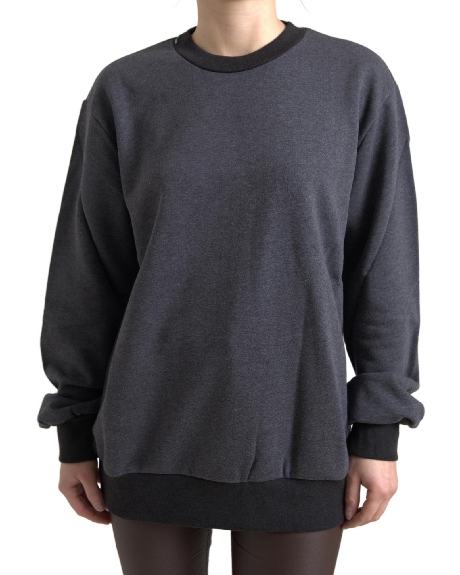 Thumbnail - Dolce & Gabbana Damen Dunkelgrauer Baumwoll-Pullover mit Rundhalsausschnitt