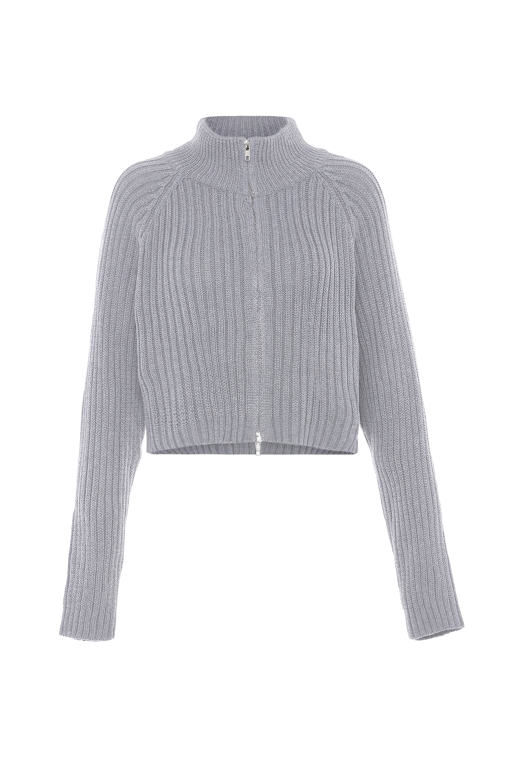 Thumbnail - Mymo Strickjacke Damen hellgrau melange