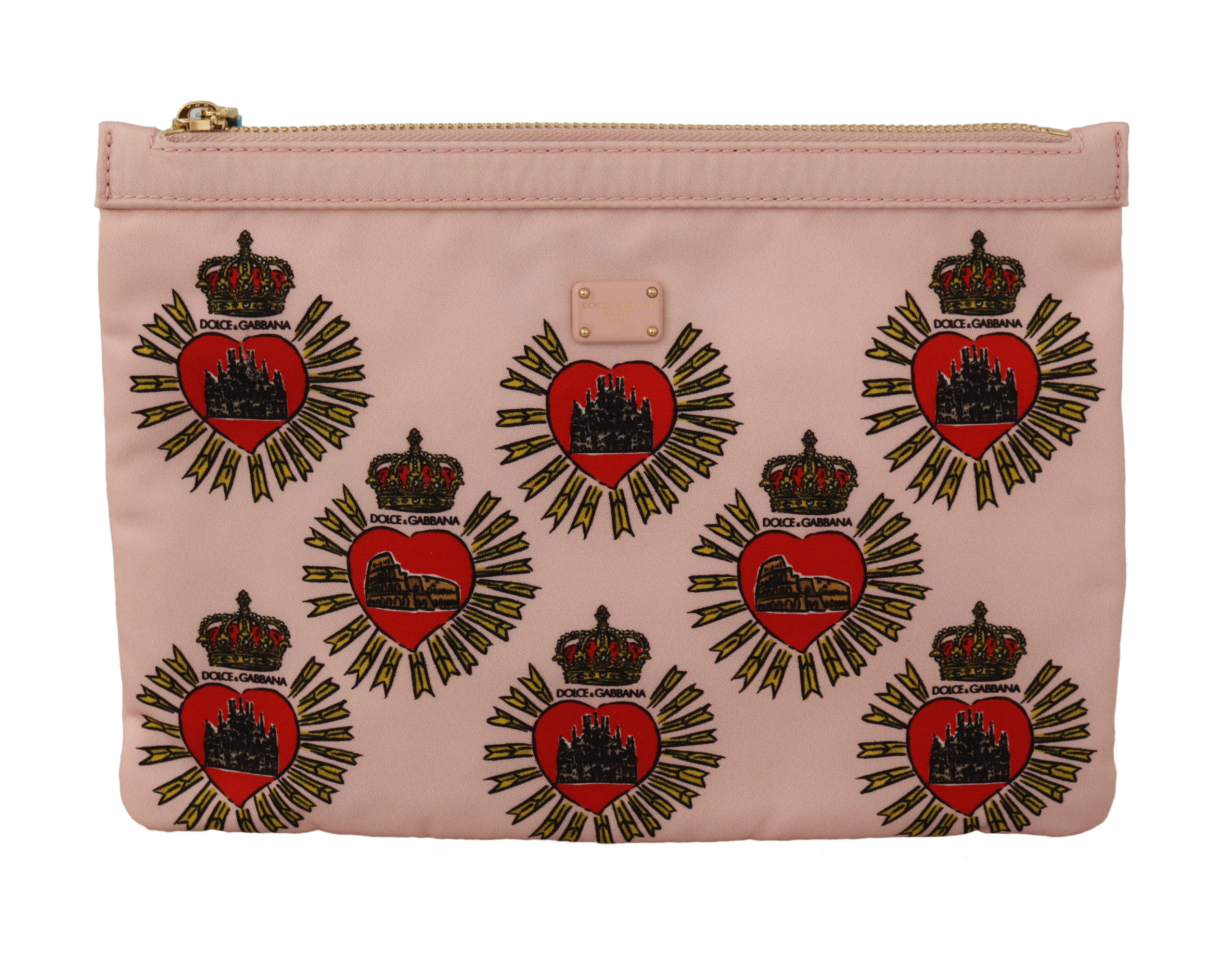 Thumbnail - Dolce & Gabbana Clutch Pink D & amp; g Logo Devotion Heart Nylon Pouche de femme