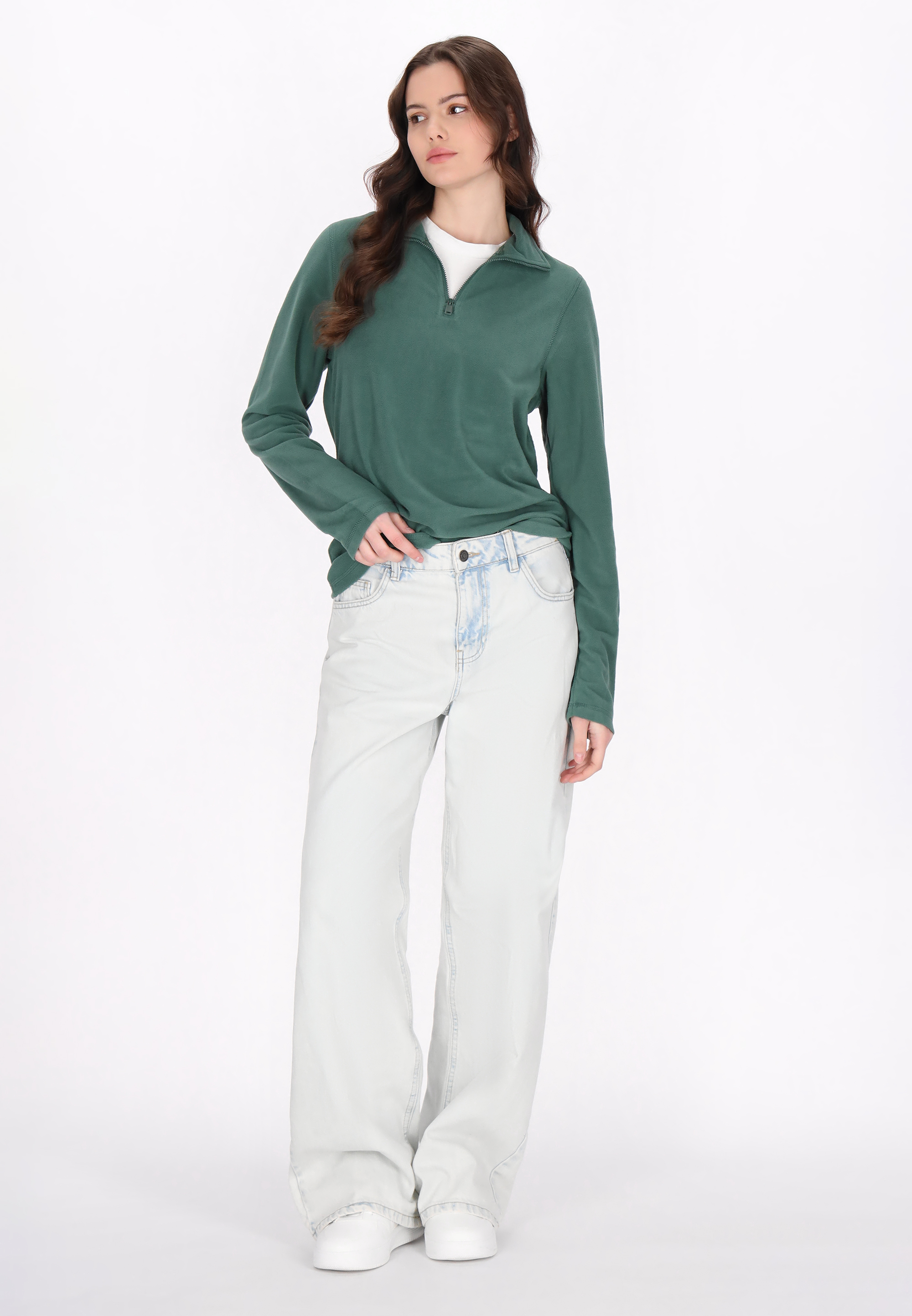 Mymo Fleecepullover Damen College Grün