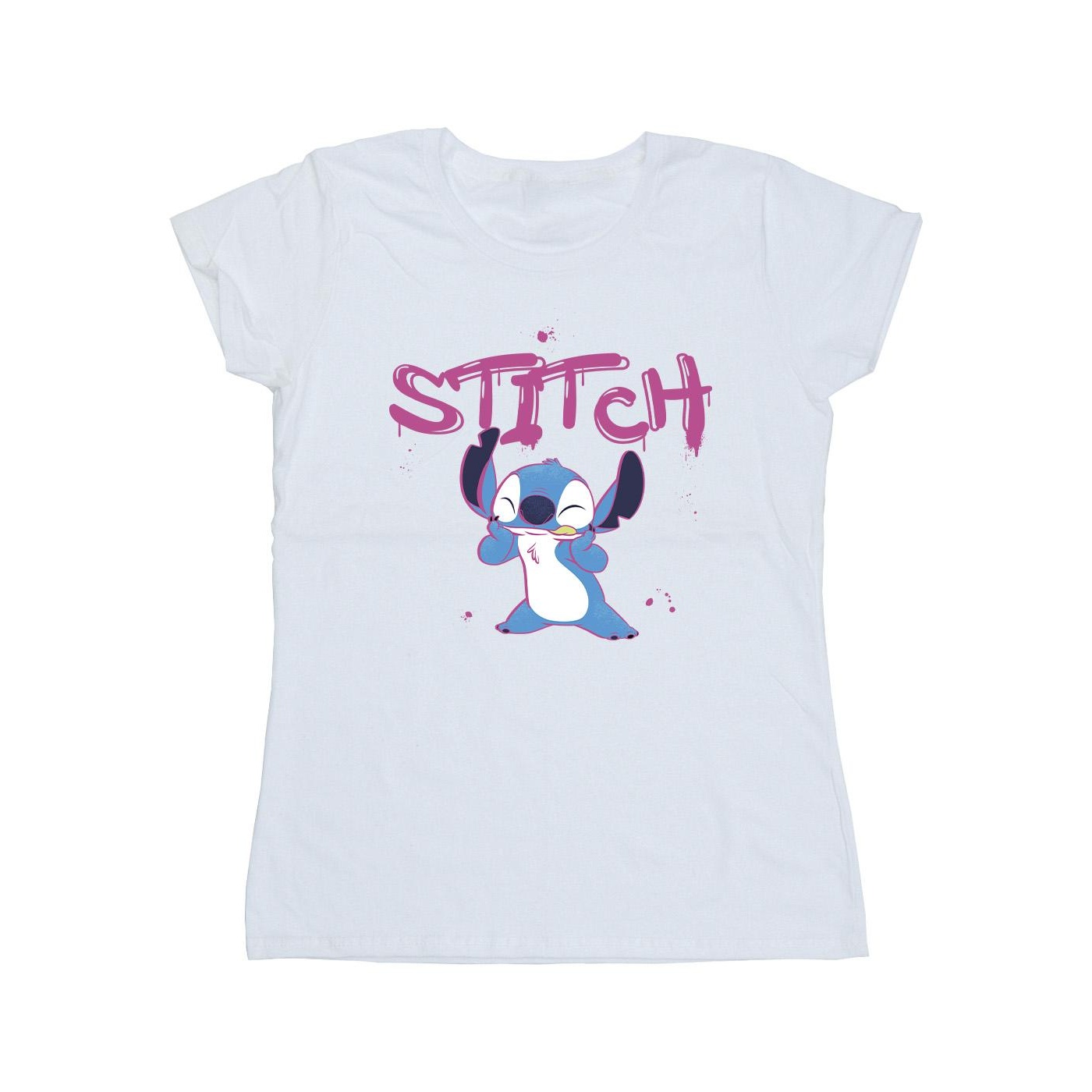 Thumbnail - Disney - "Lilo And Stitch Graffiti" T-Shirt für Damen (Weiß)