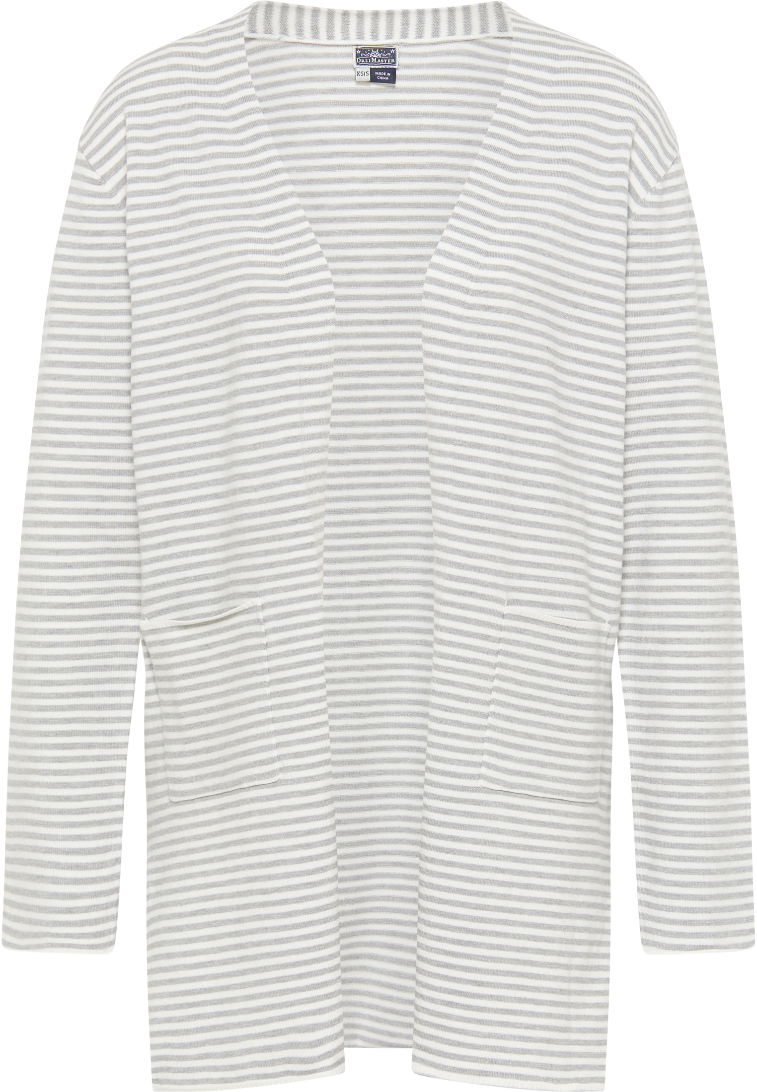 Thumbnail - Dreimaster Cardigan Damen Wollweiss Grau Melange