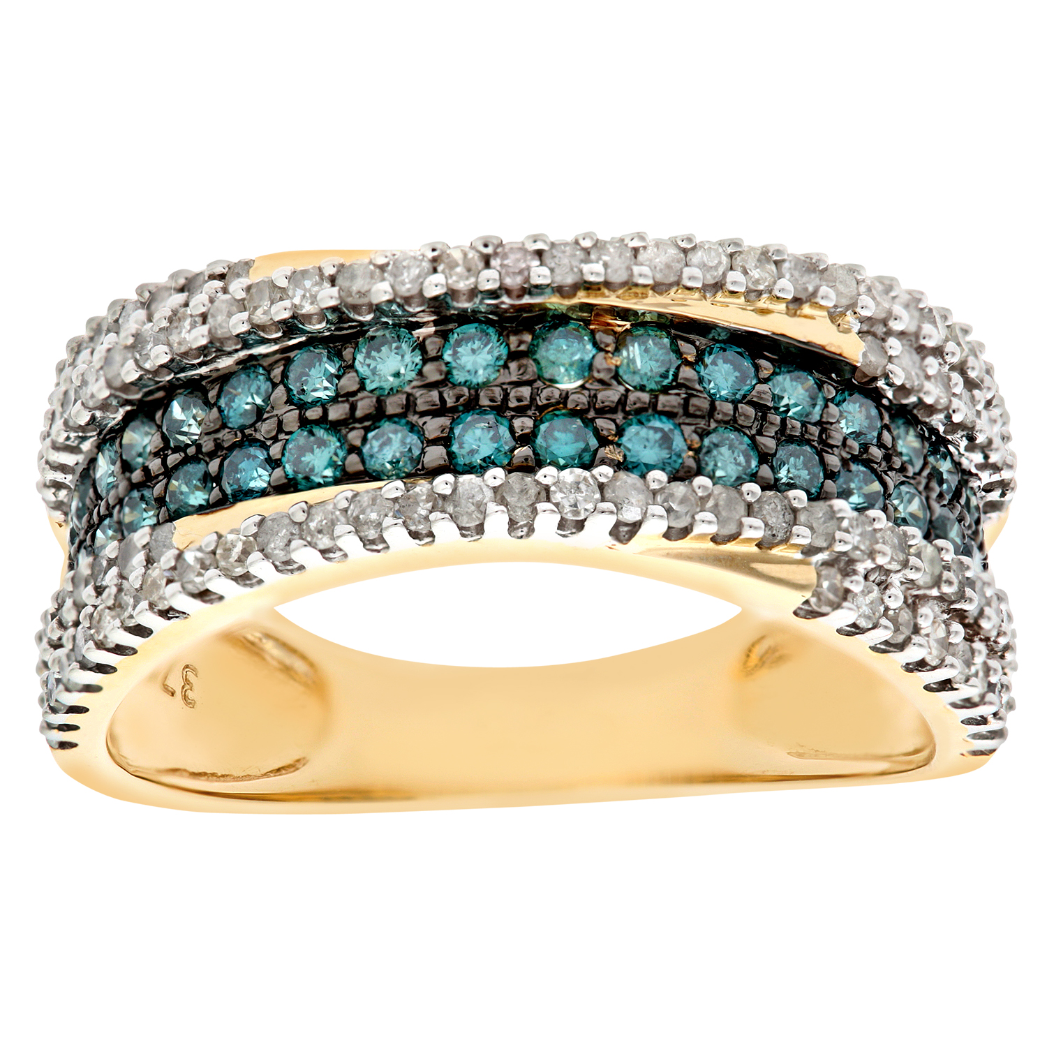 Diamant L’Eternel Womens 9ct Yellow Gold Blue Diamond Multi Row Eternity Ring – Size M