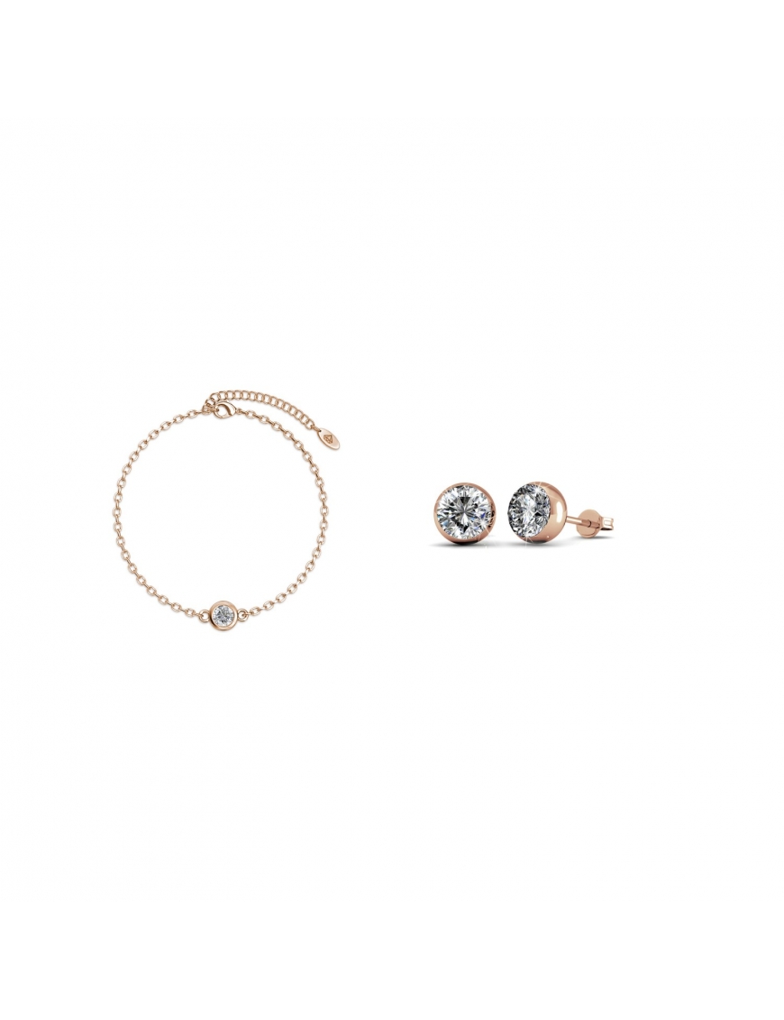 Thumbnail - Geburtsstein Mond Set - Rose Gold und Kristall